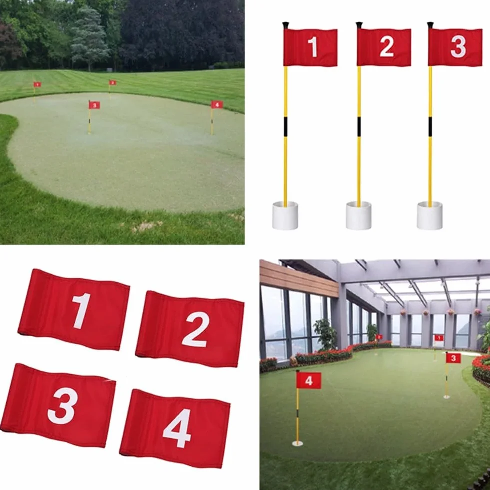 4PCS Drapeaux de Golf, Mini Drapeau de Golf avec Tube pour Jardin Intérieur Extérieur