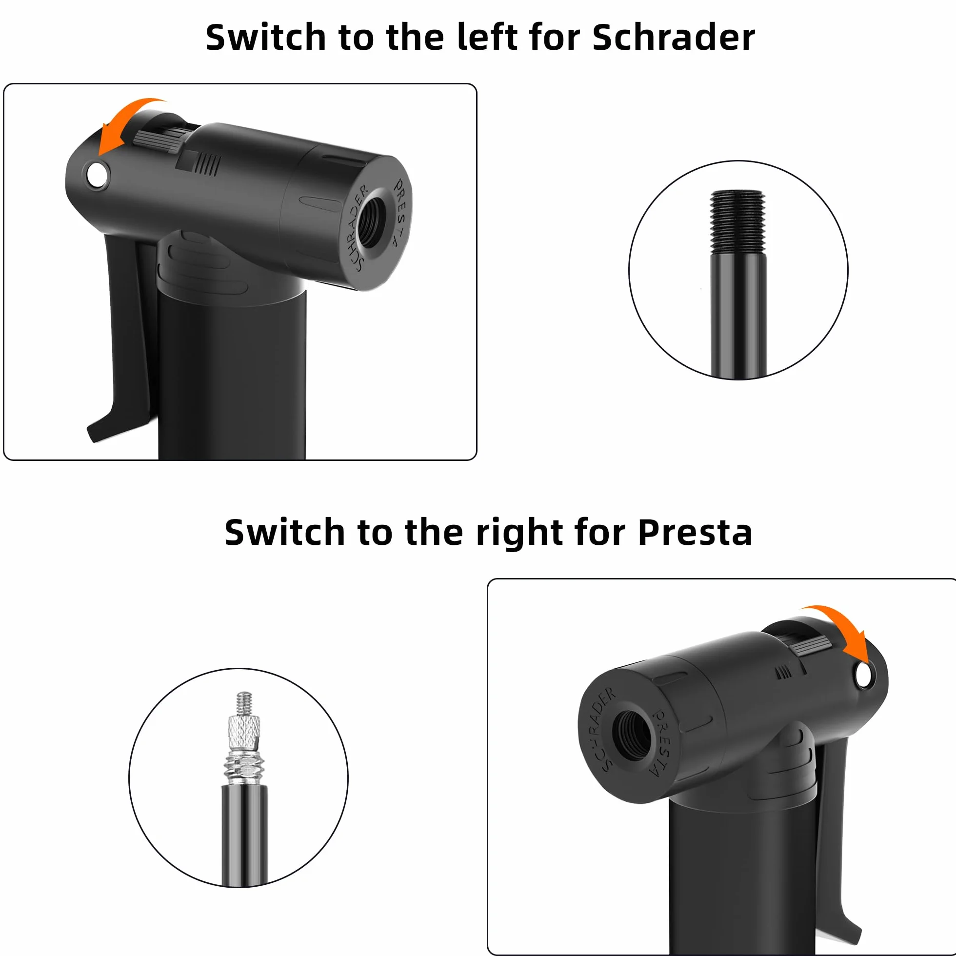 HNVNER Pompe à Vélo pour Schrader et Presta Valve,Mini Pompe avec Aiguille Gonflage,Pompe a Velo Portable Compacte légère avec Support de Fixation pour VTT, BMX, Moto et Ballon