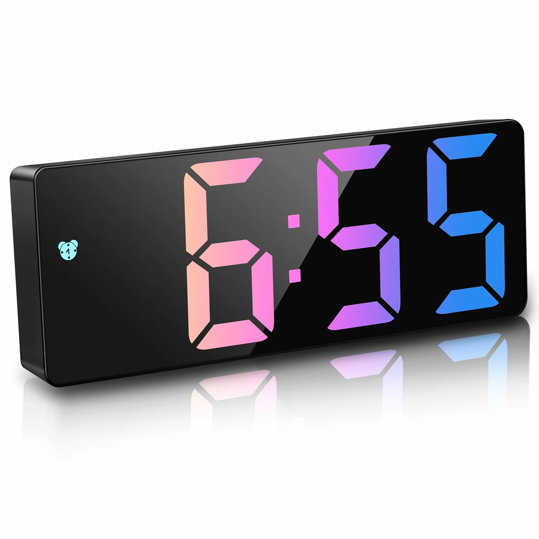JQGO Réveil Numérique LED 6,7" Horloge Digitale avec Activation Vocale, Snooze, Température, Luminosité Réglable