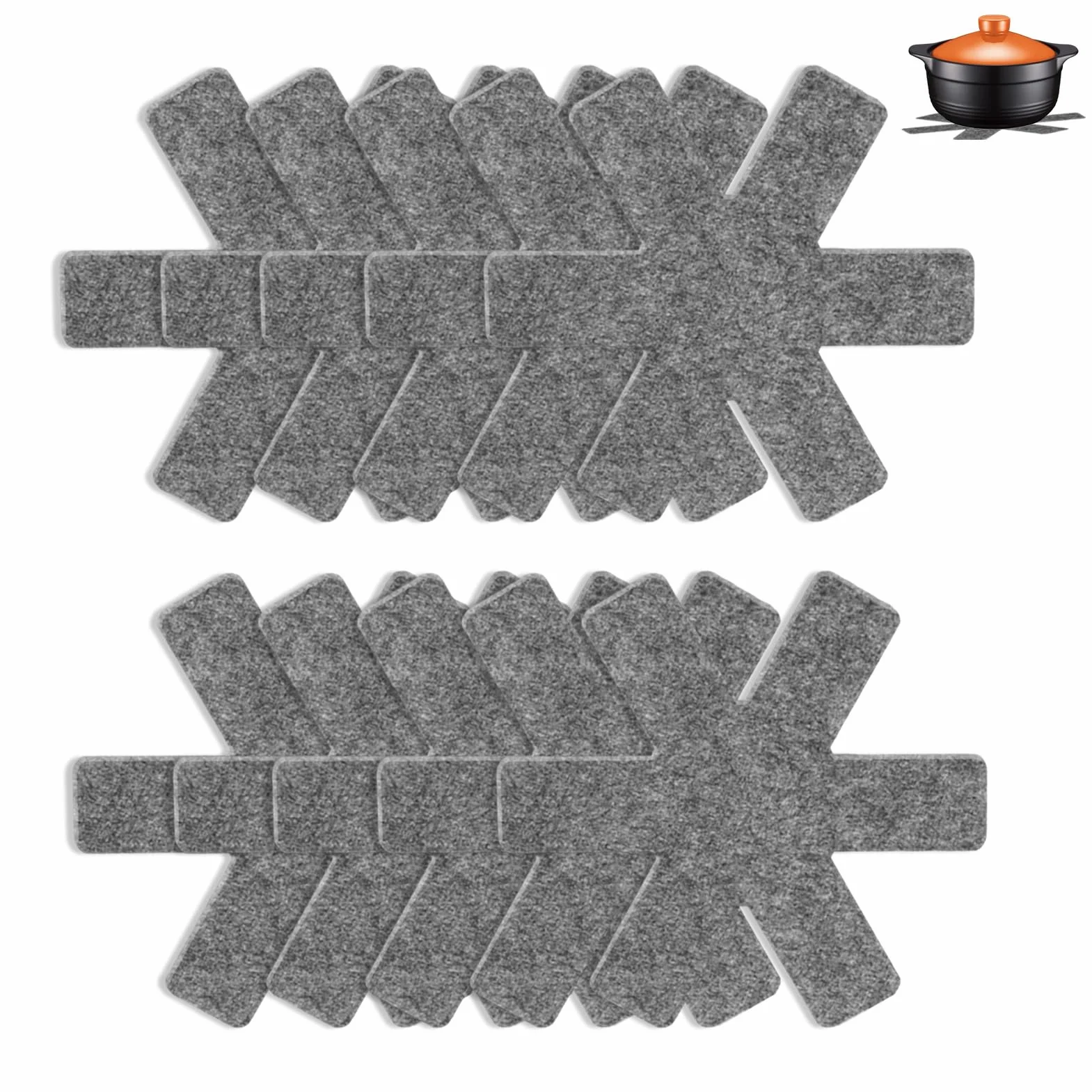 Protège Poêle 20cm en Feutre Lot de 10, Protection Casserole Anti-Rayures Tapis Épais Lavable