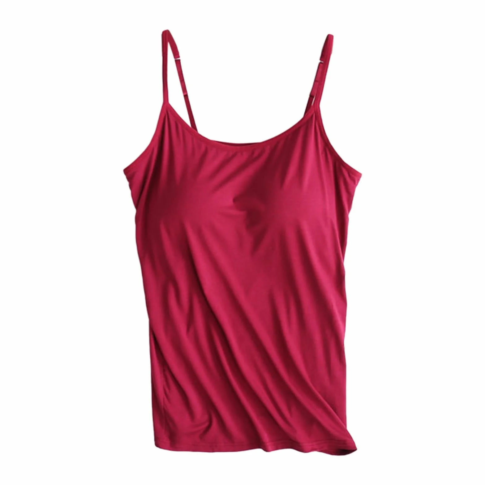 Top avec Soutien Gorge Intégré, Femme débardeur avec Soutien Gorge Bretelles Fines Rembourré Camisole Tanks Camisole Intégré Soutien-Gorge RéGlables Spaghetti Débardeurs Confortable