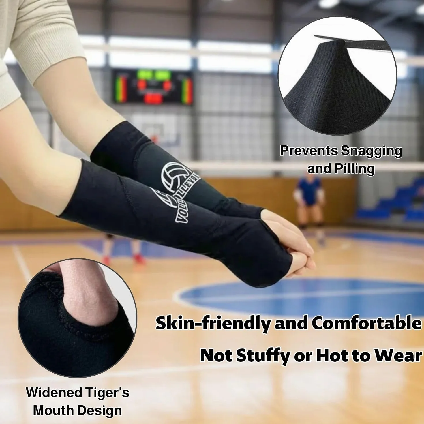 1 Paire de Manchons de Volleyball avec Coussin et Trou pour Le Pouce, Protège-Bras Respirants pour Entraînement, Match et Usage Quotidien