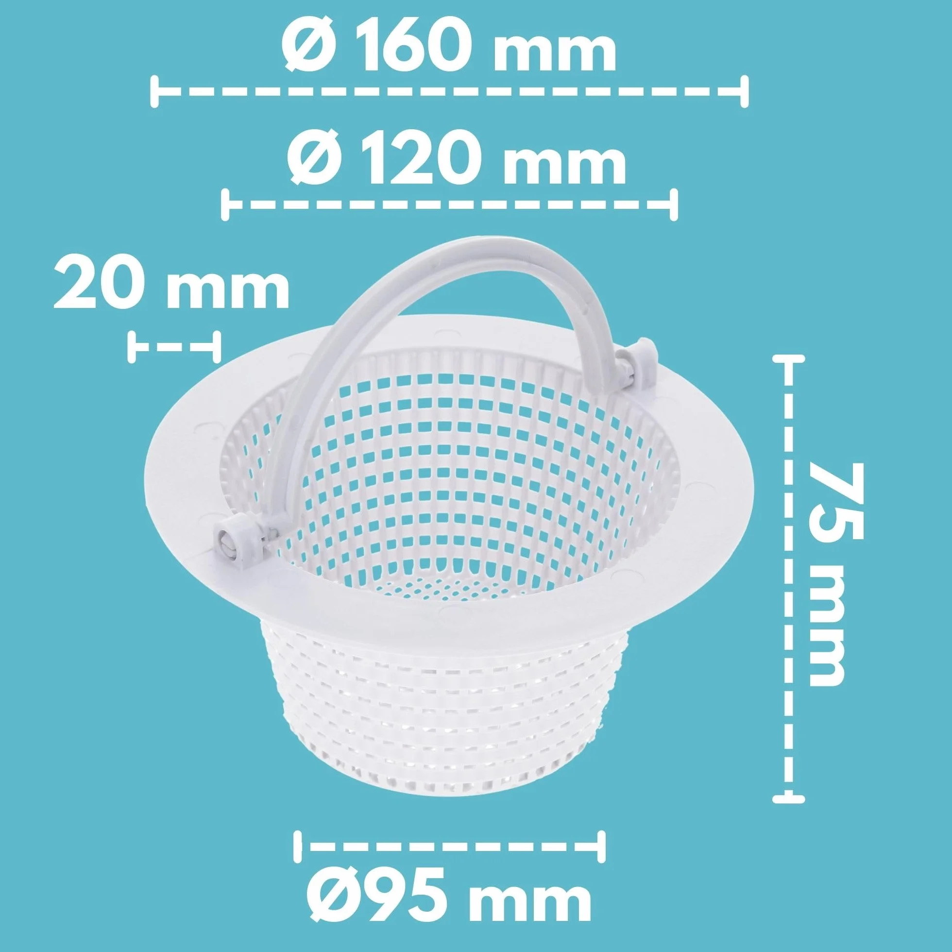 Amapool Panier de Skimmer 16 cm - Remplacement Piscine - préfiltre Bassin Tamis - résistant au Chlore