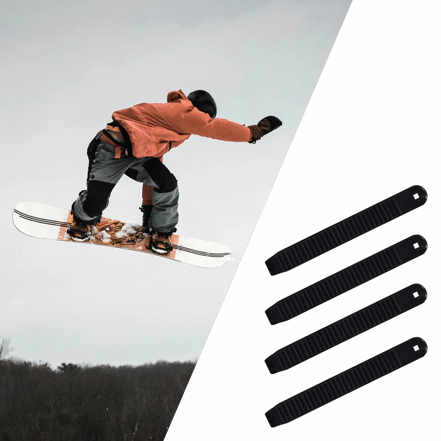 BOXOB Sangle de Fixation Snowboard 17,5x2,1cm Haute Élasticité avec Vis Écrous Rondelles