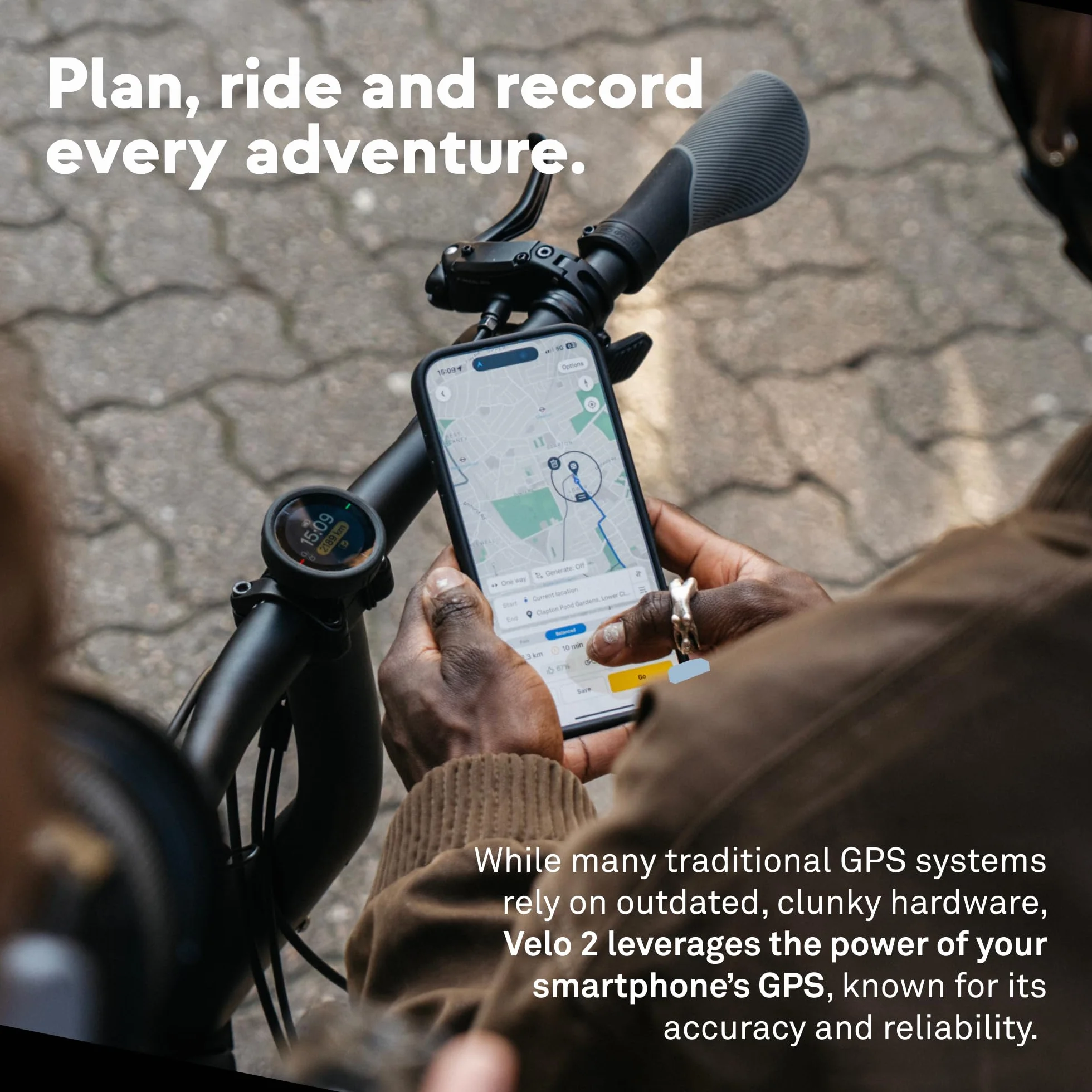 BEELINE Velo 2 Ordinateur GPS Vélo - Carte de Navigation Monde sans Fil I Protection Intempérie I Autonomie +11H I Chargement USB I Navigation Satellite Cyclisme Sangle de Fixation I Compatible Gant