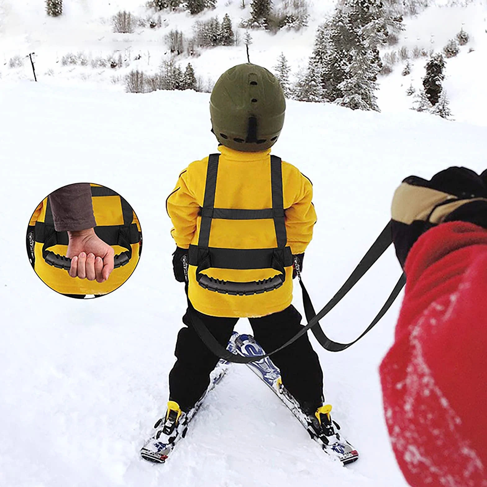 YJZQ Harnais de Fixation Harnais d'entraînement de Ski Harnais et Laisse réglables avec Pochette pour Enfant Sport Alpin Parent et Enfant Bande de Sécurité Anti Chute pour Patinage Snowboard