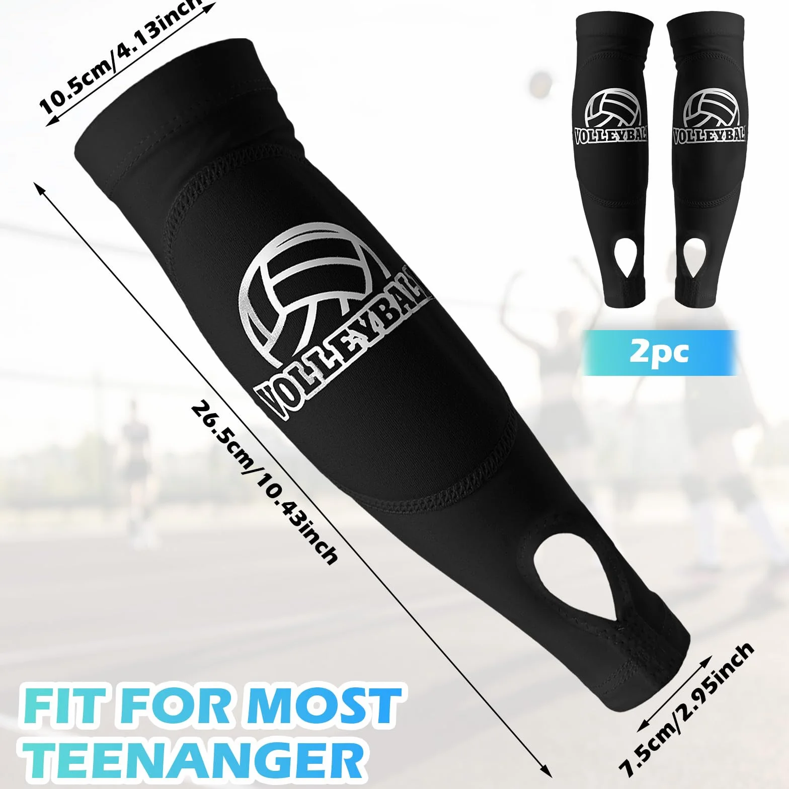 CIATBYYJ Manchons de bras de volley-ball avec coussinets de protection en mousse et trou pour le pouce - Manchon rembourré pour avant-bras - Pour enfants et jeunes - 1 paire