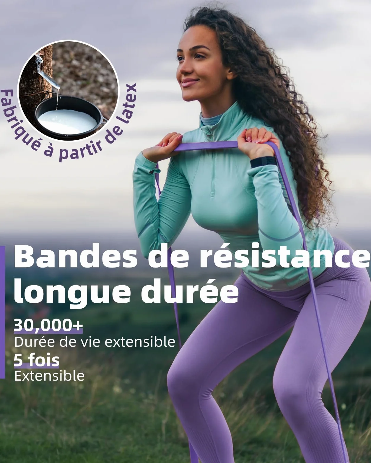 Fitense Kit Bandes de Résistance pour Femmes - Lot de Bande de Elastique Musculation avec Ancrage de Porte/Sac/Affiche, Bande de Resistance Traction pour Étirement/Pilates/Musculation/Thérapeutique