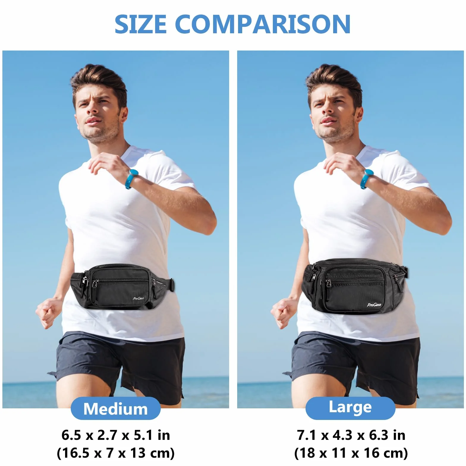 ProCase Sac Banana/Sacoche de Ceinture Homme Femme, Fanny Pack Waist Pack Léger Ville de Sécurité pour Voyage, Sac à Taille pour Randonnée Outdoor Sport
