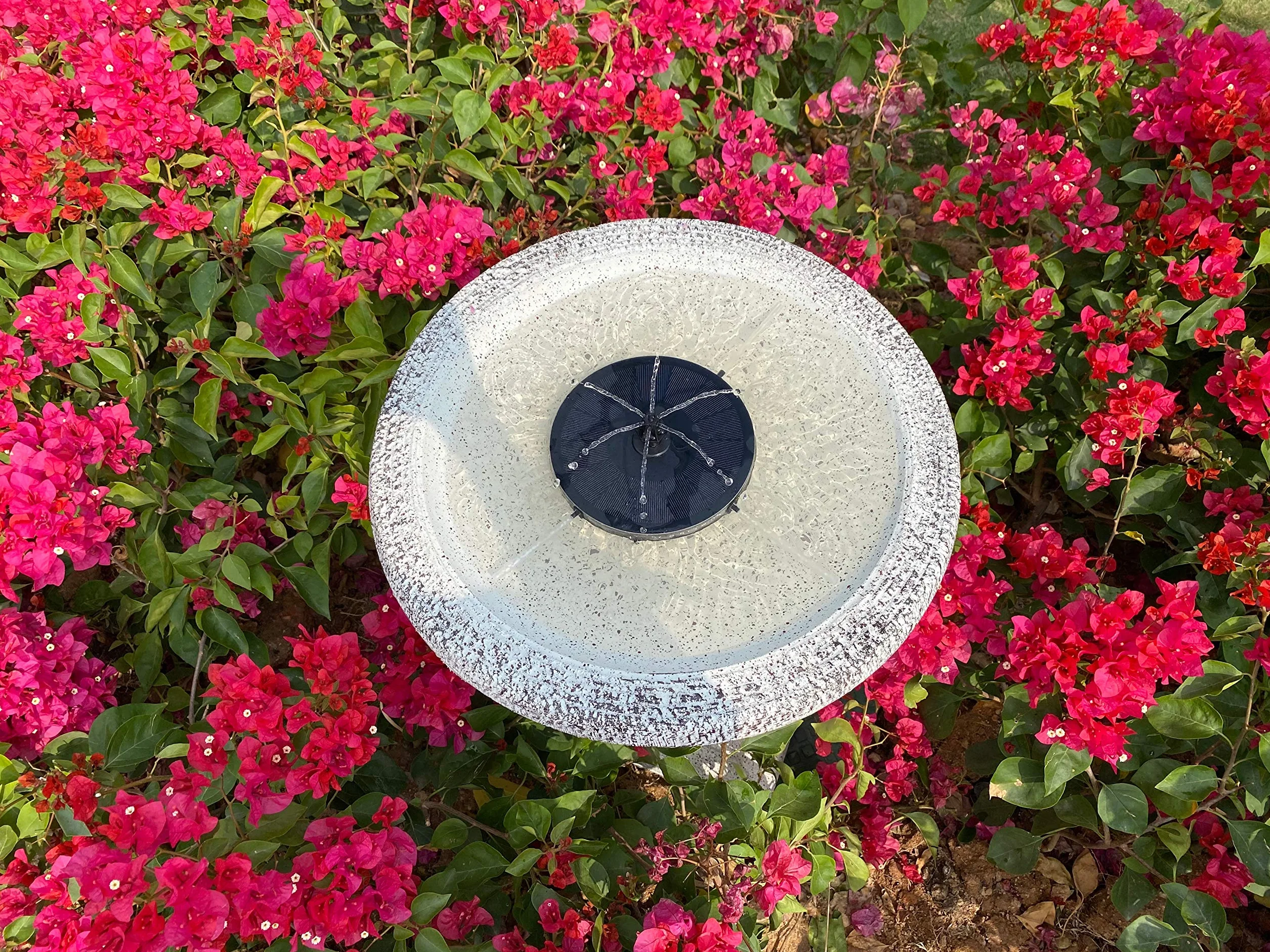 Fontaine Solaire Exterieure de Jardin Pompe 7 Buses Abreuvoir Oiseaux Bains Etangs Patio Decoration