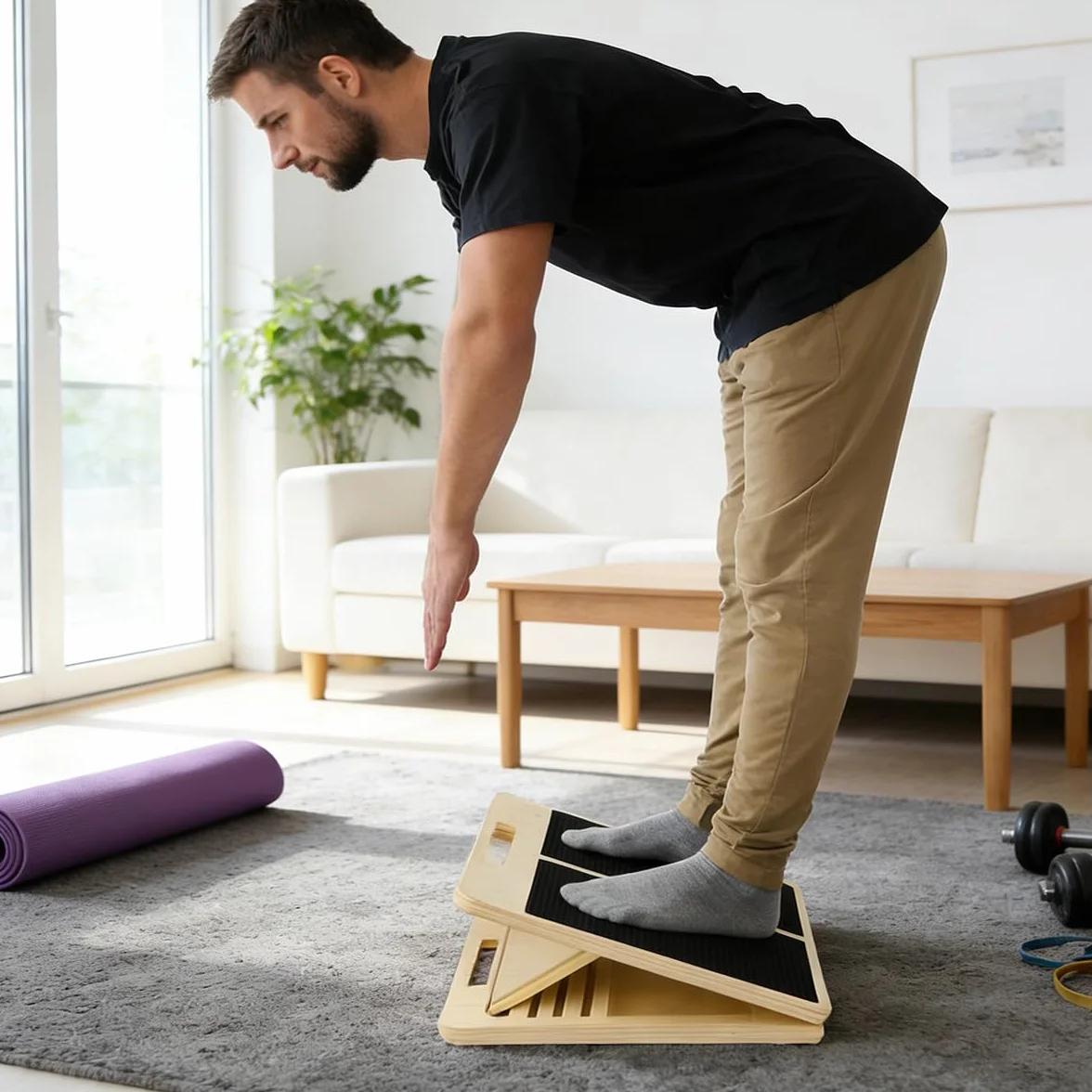 Planche Inclinée en Bois avec 5 Angles, Antidérapante, Pliable avec Poignée pour Exercice
