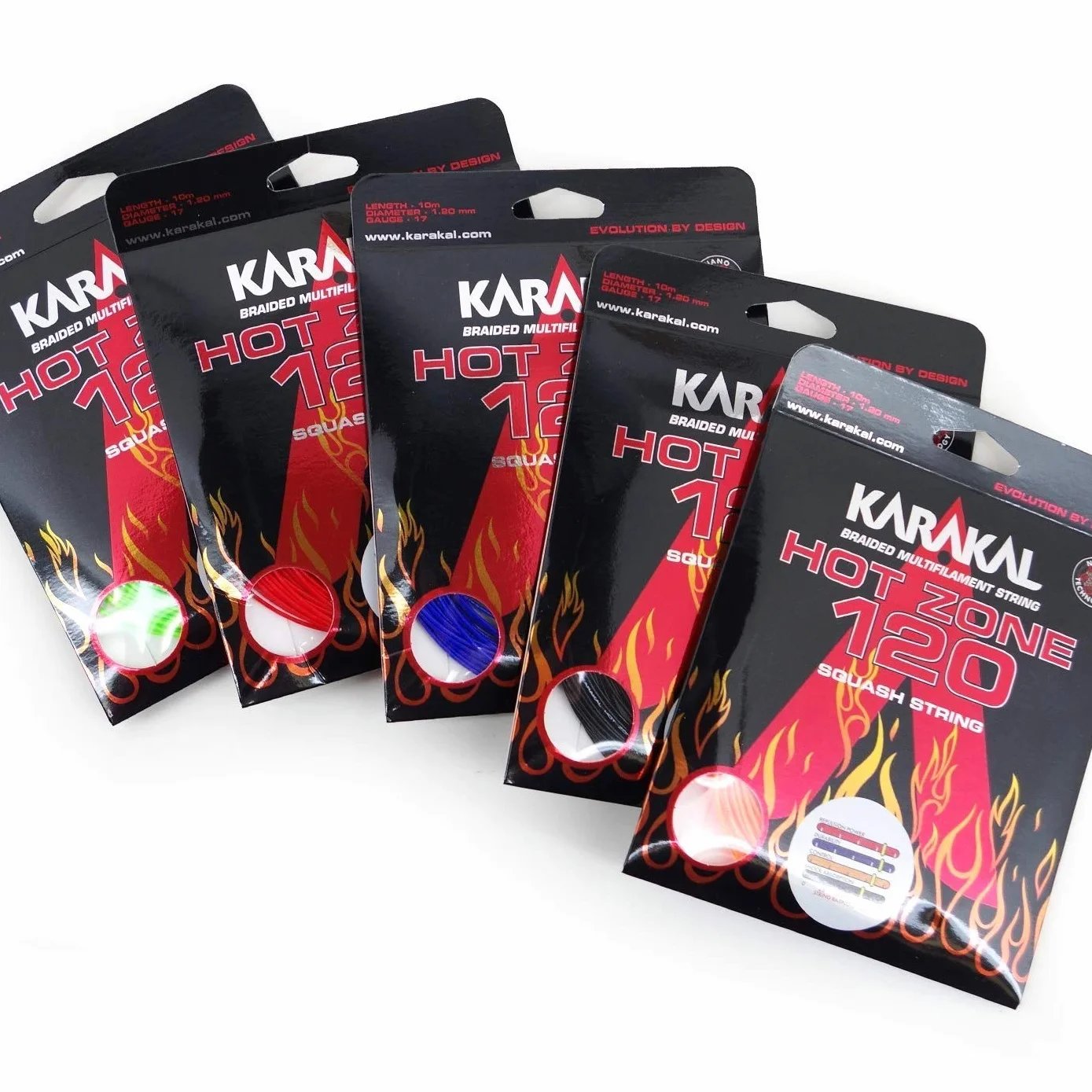 Karakal - Ensemble de cordage pour raquette de squash Hot Zone 120, Noir