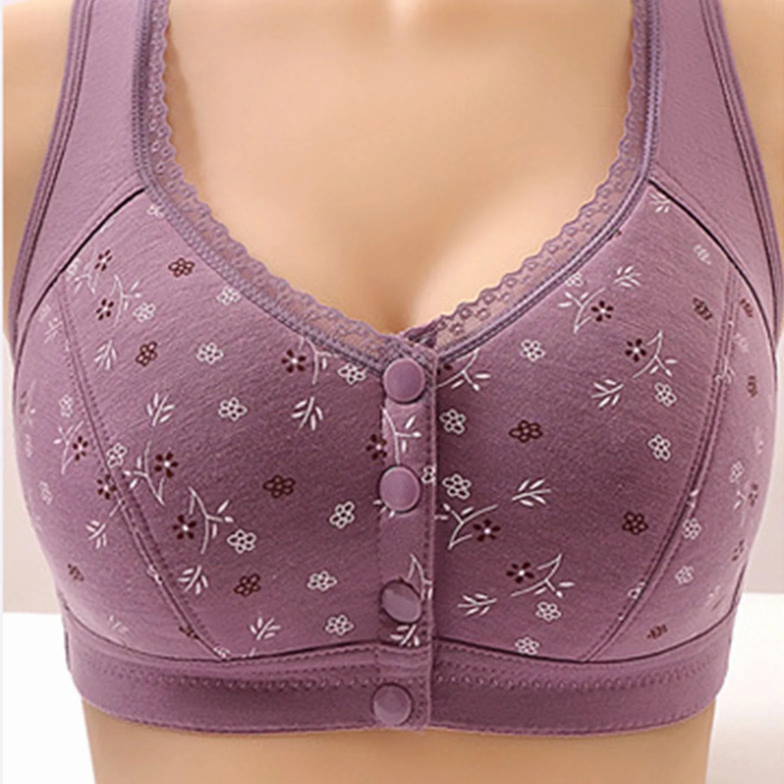 Large Size Bra with Lace Front Shaping Cup Adjustable Shoulder Strap