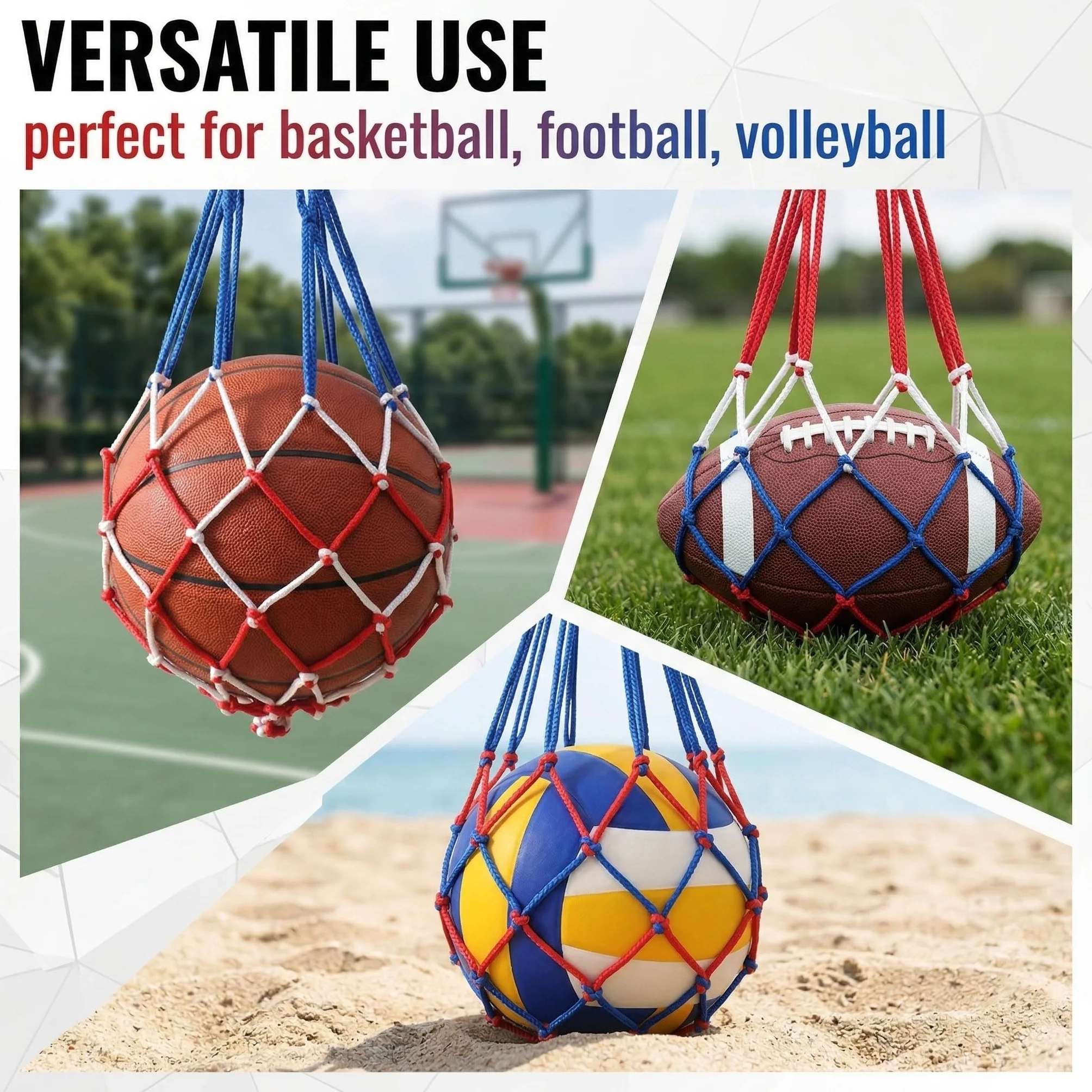 Sac à Ballons de Foot Grande Capacité, Lot De 2 Filets À Balles Portables, Filet Ballon De Foot, Sac Ballon De Basket, Filets De Balle Portables, Robuste pour Rugby et Volley-Ball