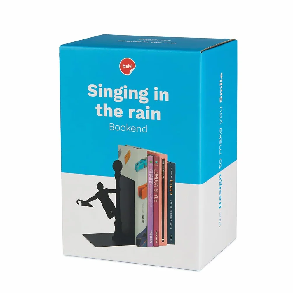 Balvi Serre-Livres Singing in The Rain Noir Métal Décoratif