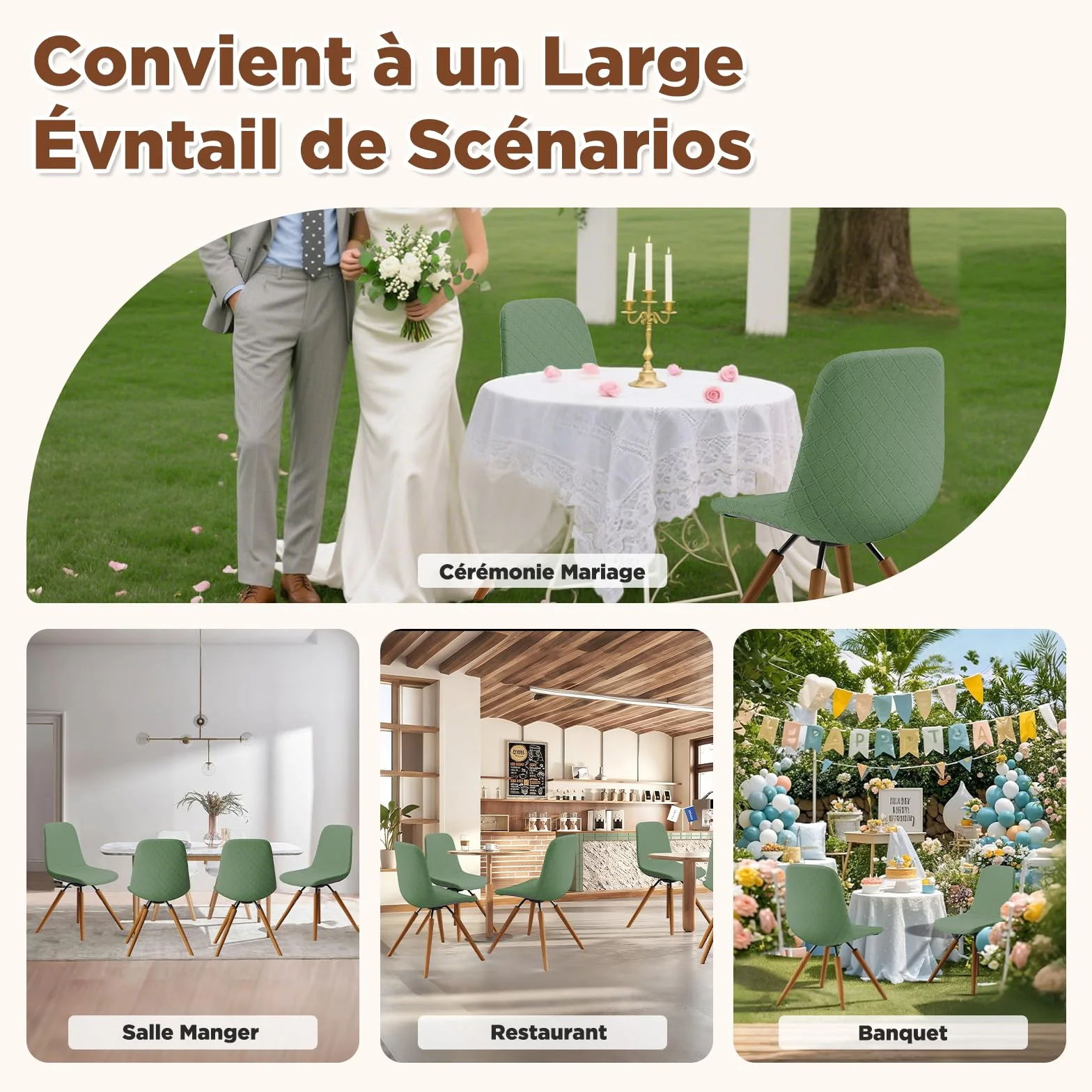 Dioxide Housse de Chaise de Salle à Manger Imperméable 4PCS, Chaise de Cuisine Extensible, Couvre Chaise Moderne Lavable, Décor de Cuisine Maison (Vert)