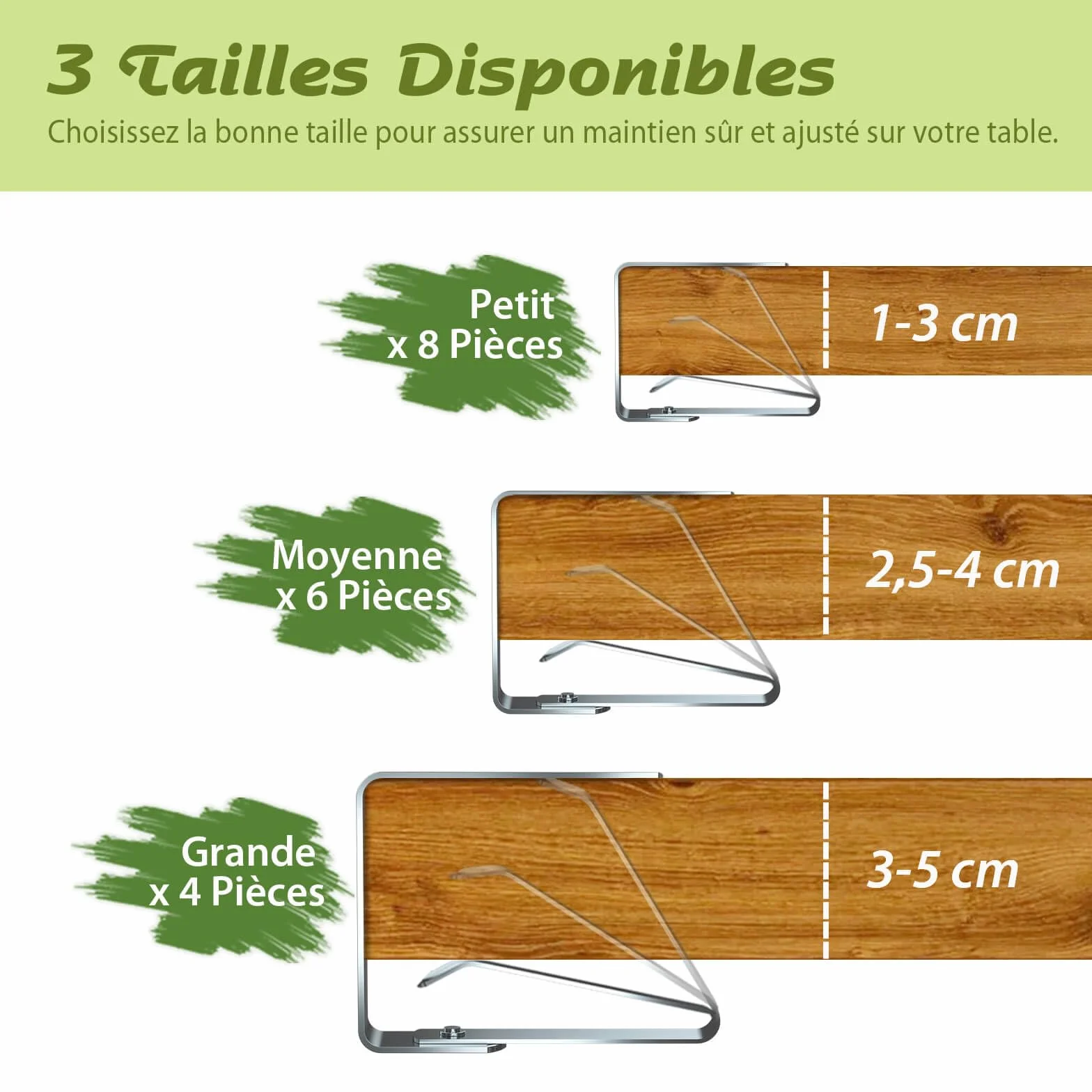Blooven Pinces à Nappe 8 Pièces Acier Inoxydable Anti-Glissant pour Tables 1-3 cm