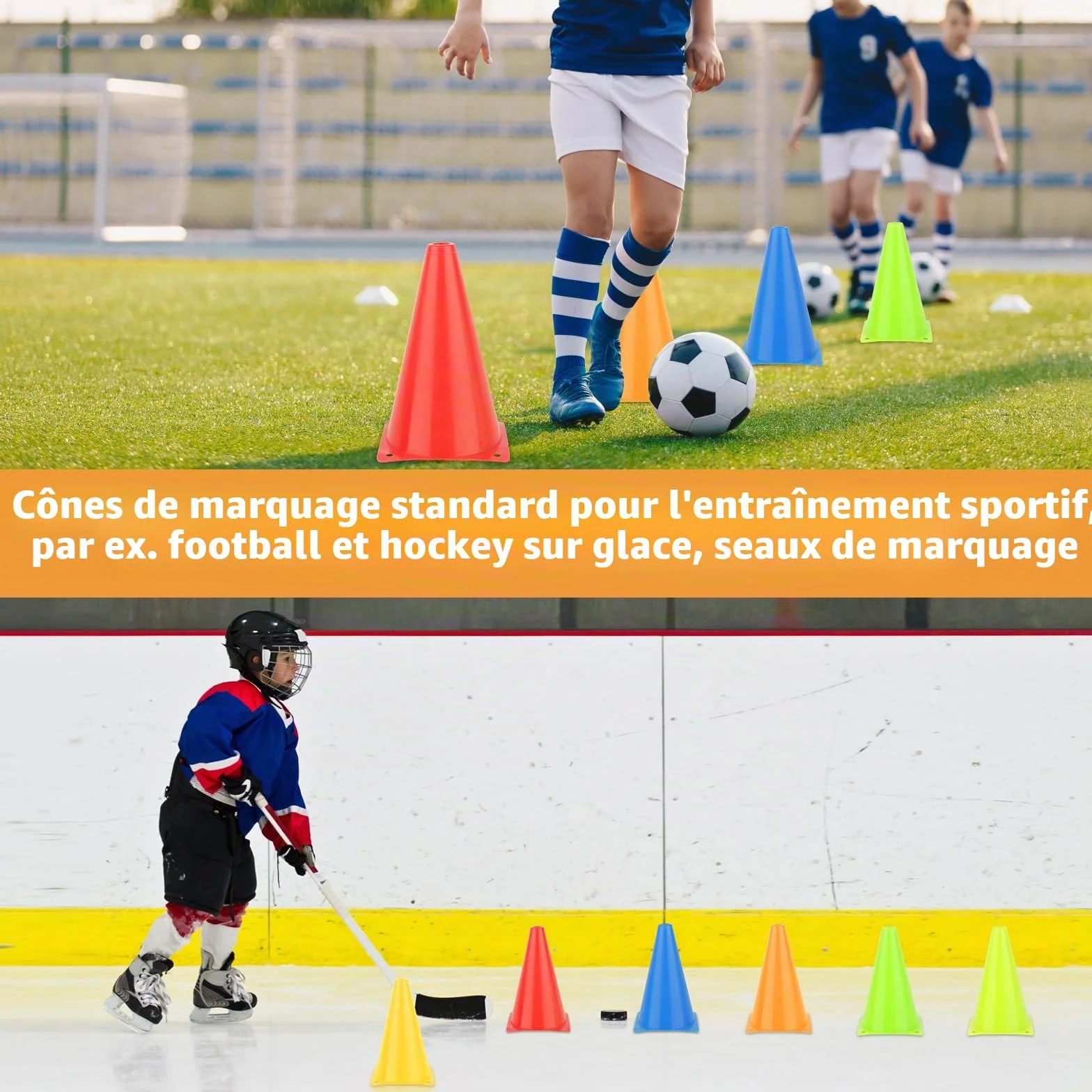 Cônes de Signalisation 18cm avec Sac de Transport pour Football, Sports, Jeux