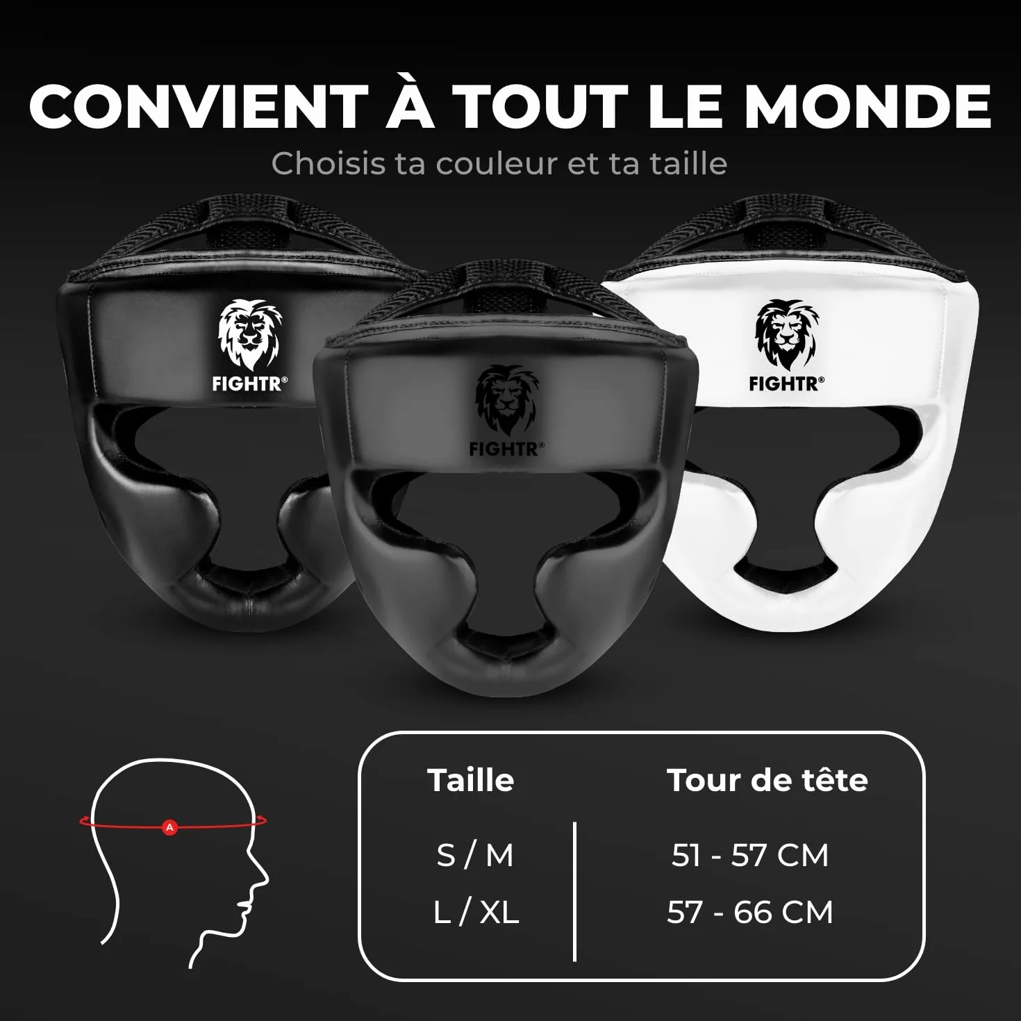 FIGHTR® Casque de Boxe pour Sparring Taille réglable pour Boxe MMA Muay Thai Kickboxing
