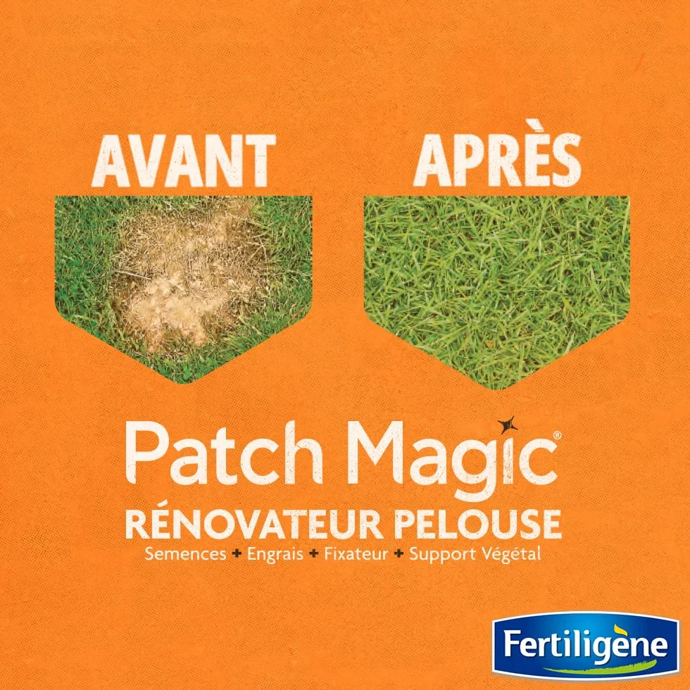 FERTILIGÈNE Patch Magic Rénovateur de Pelouse 3,6kg – Formule 4-en-1 – Pour 16 m²