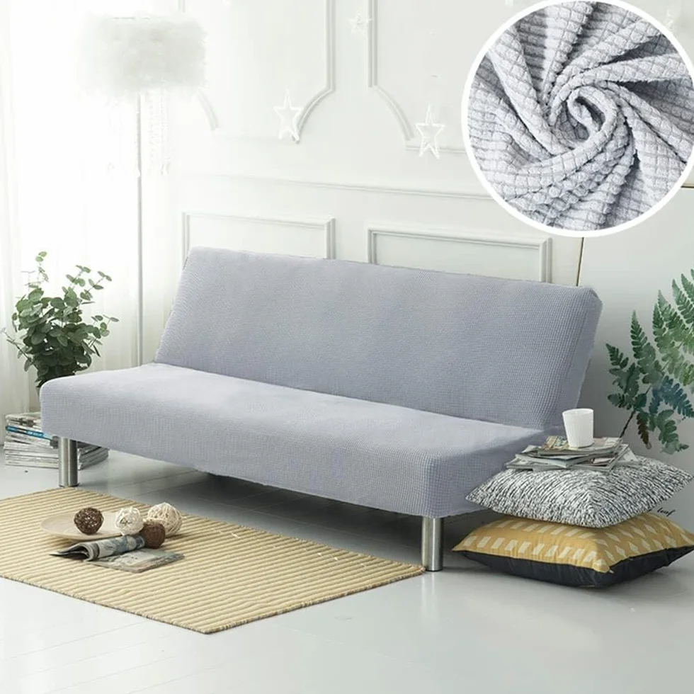 Housse de canapé extensible 2/3 places sans accoudoirs, antidérapante, lavable, beige 190-230cm