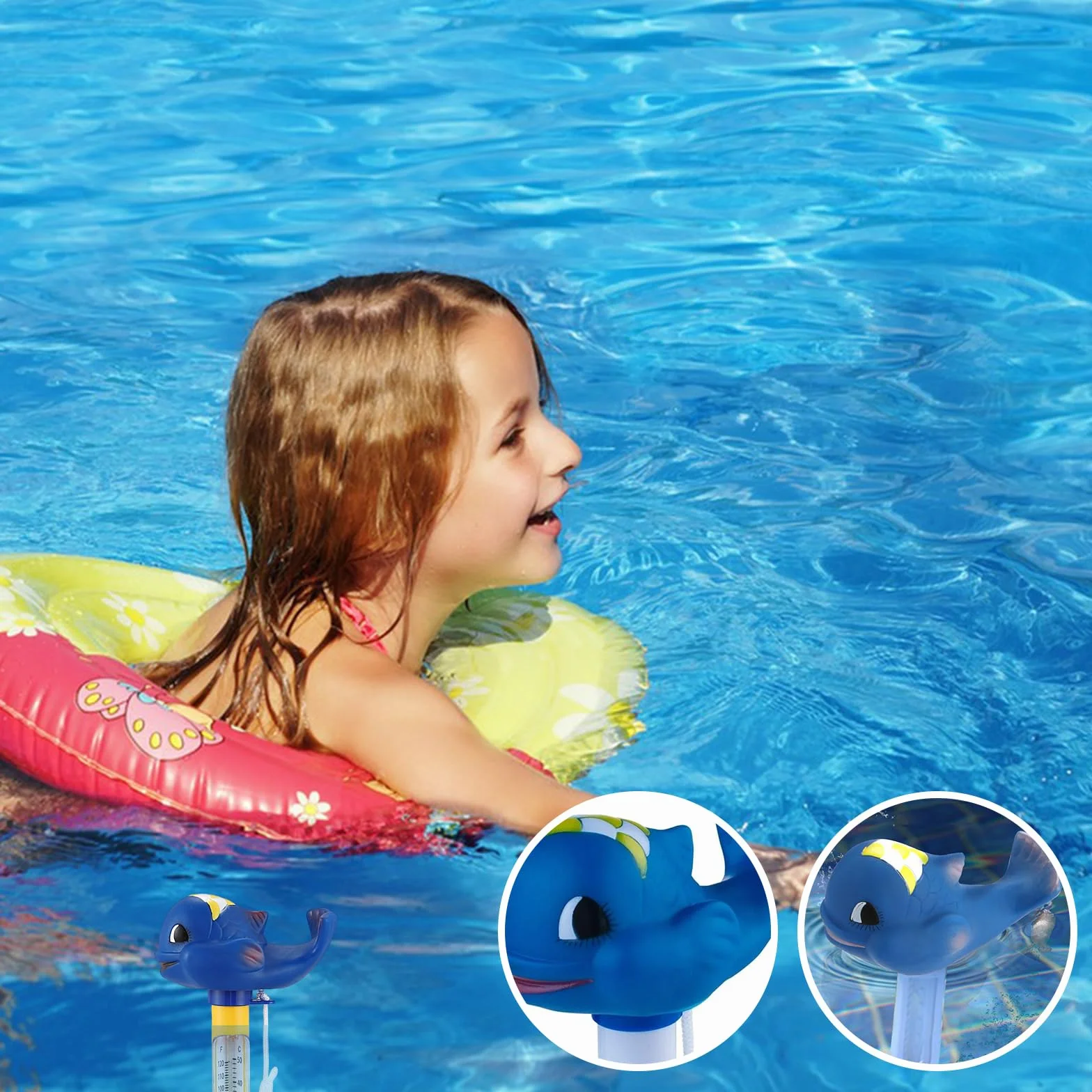 Thermomètre Piscine Flottant avec Ficelle, Précision Température Eau pour Spas, Aquariums