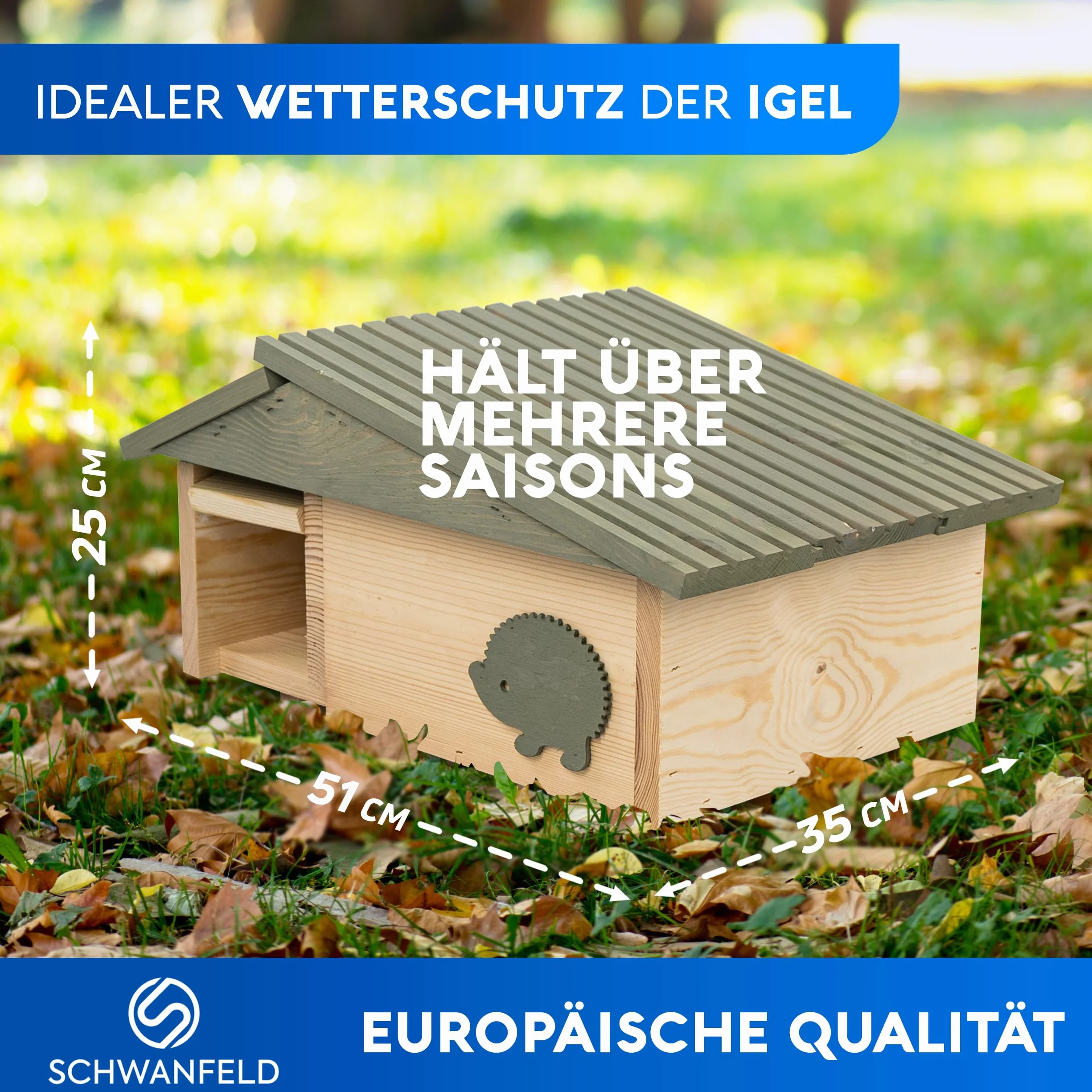 SCHWANFELD® Maison pour hérisson XXL avec fond et clapet à rat – Mangeoire avec entrée labyrinthe
