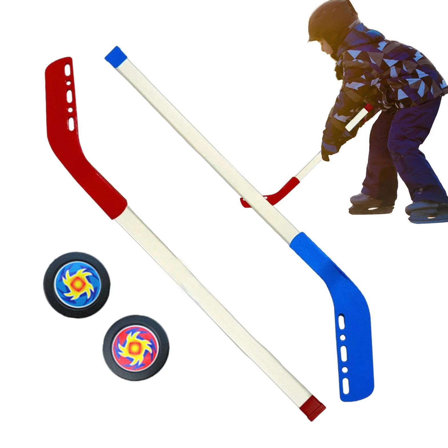 Crosse de Hockey sur Glace Bâtons de Hockey Ensemble avec Balle et Filet