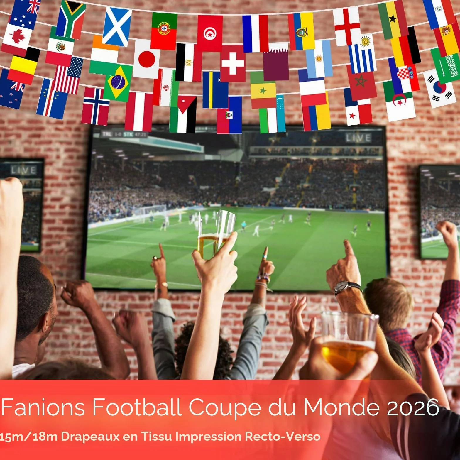 AhfuLife 48 Drapeaux du Monde Coupe du Monde Football 2026, Drapeaux République Tchèque Bosnie-Herzégovine Suède, 14 x 21 cm