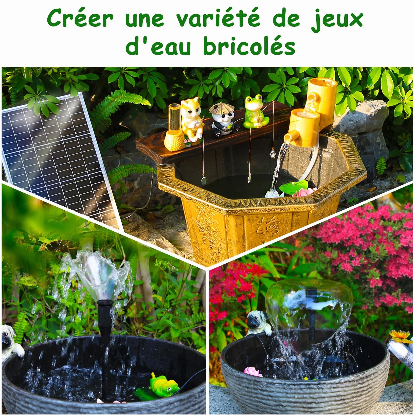 Fontaine Solaire 20W Exterieure Jardin Pompe Abreuvoir Oiseaux Bassin