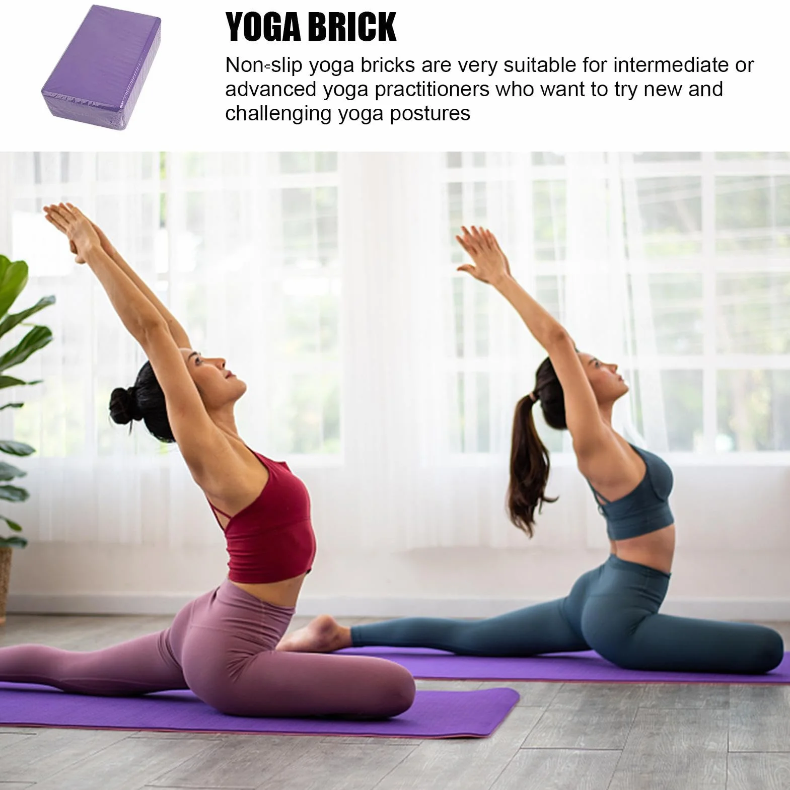 Blocs De Yoga En Mousse EVA Haute Densité | 2 Pièces Blocs De Danse Pour Étirements Et Fitness | Léger Antidérapant Brique De Sport Pour Équilibre, Hot Yoga, Débutants, Gym, Sports À Domicile