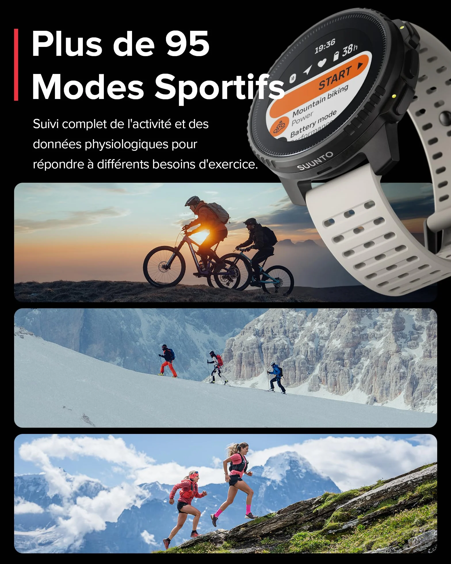 SUUNTO Vertical Montre Connectée Sport Homme GPS Tracker Activités Cardiofréquencemètre Altimètre Baromètre Chargement Solaire