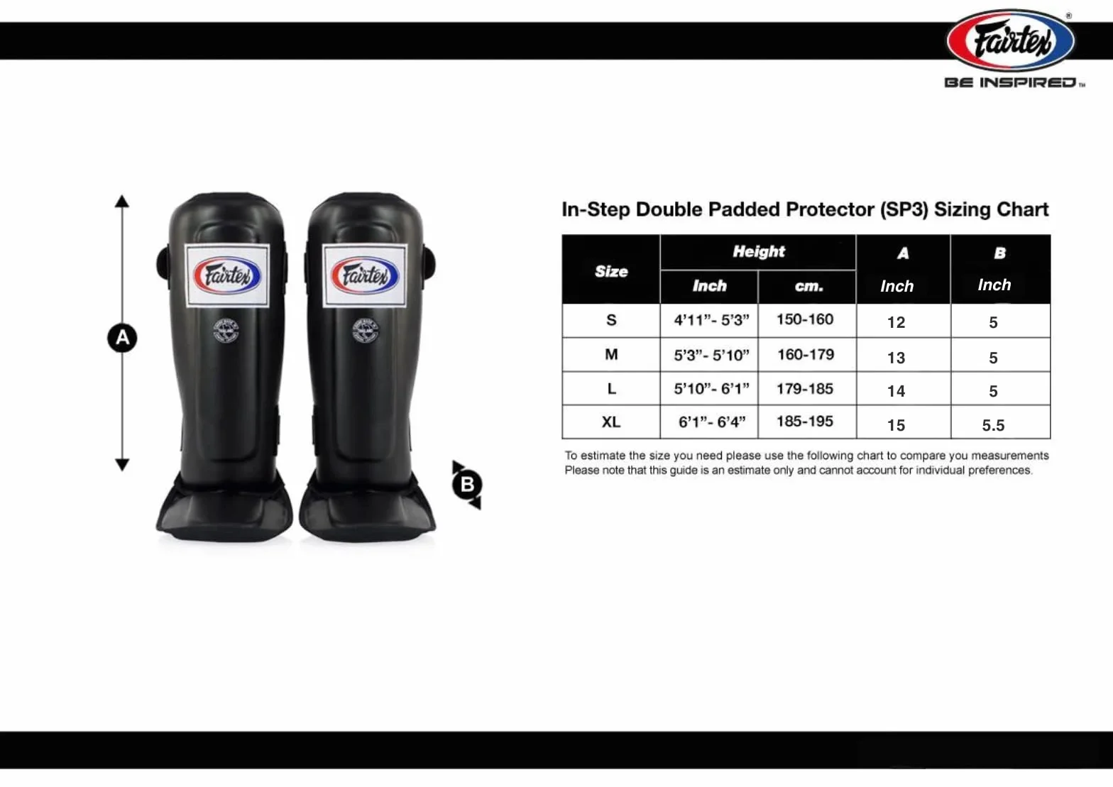 Fairtex Protège-Tibias de compétition Muay Thai SP5 – Noir, Bleu