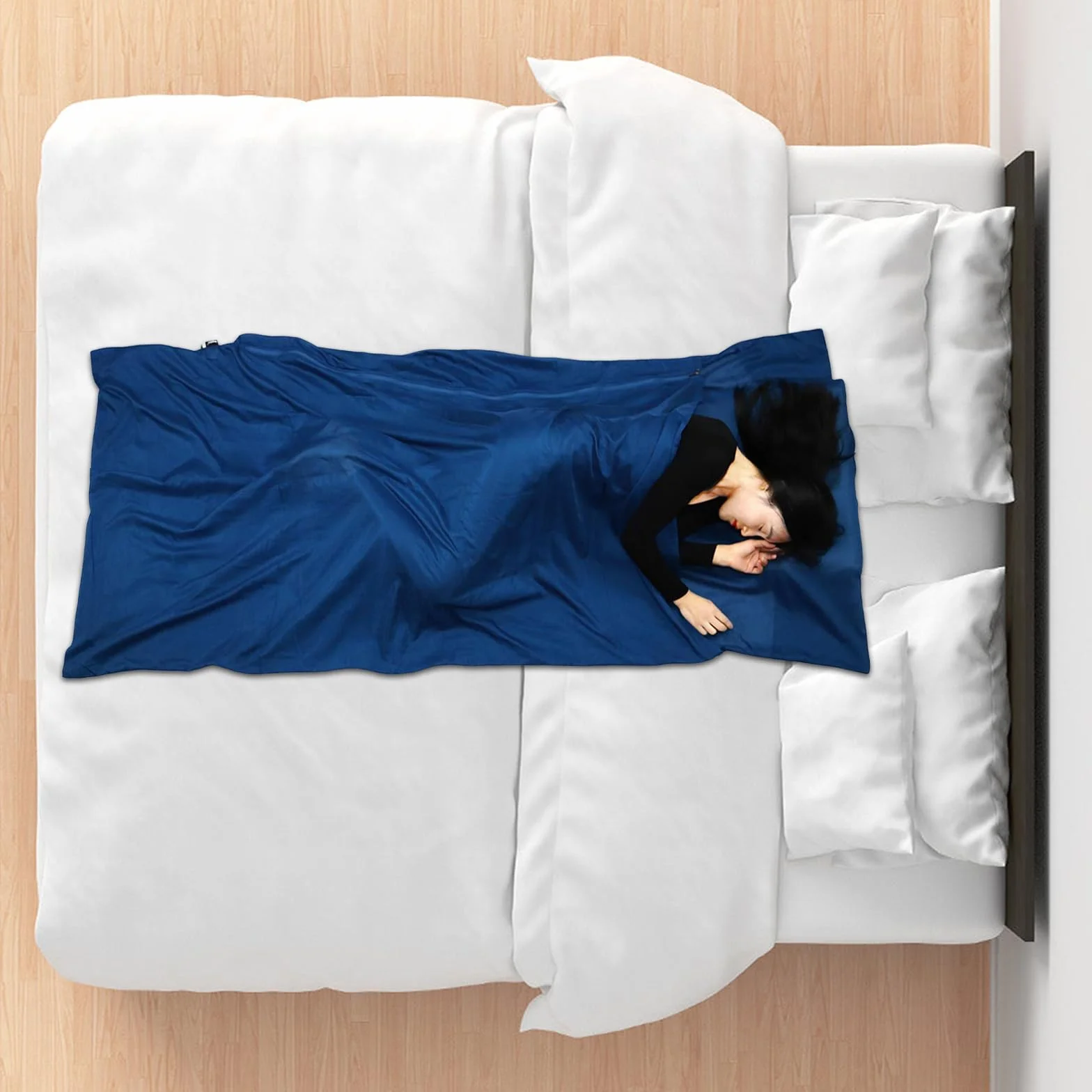 Sac De Couchage Cabane, Drap De Sac De Couchages, Sac De Couchage en Microfibre, Idéal pour Été, Auberges, Randonnée 220 * 90cm