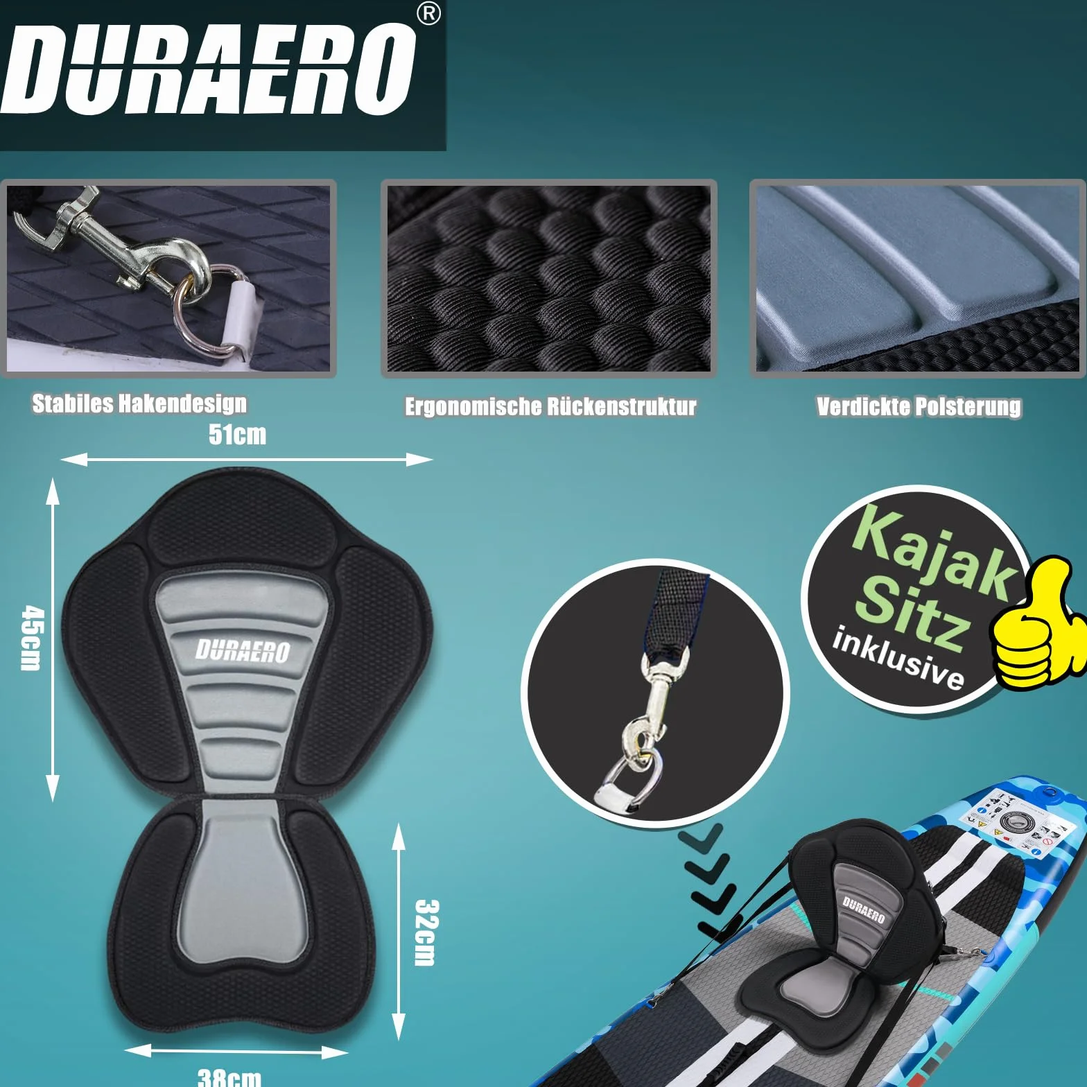 Planche de Stand up Paddle Gonflable, 330 x 76 x 15 cm, siège de Kayak, capacité de Charge jusqu'à 150 kg, Support pour caméra, Kick-Pad intégré, 3 ailerons, pagaie Double réglable, Camouflage Blue