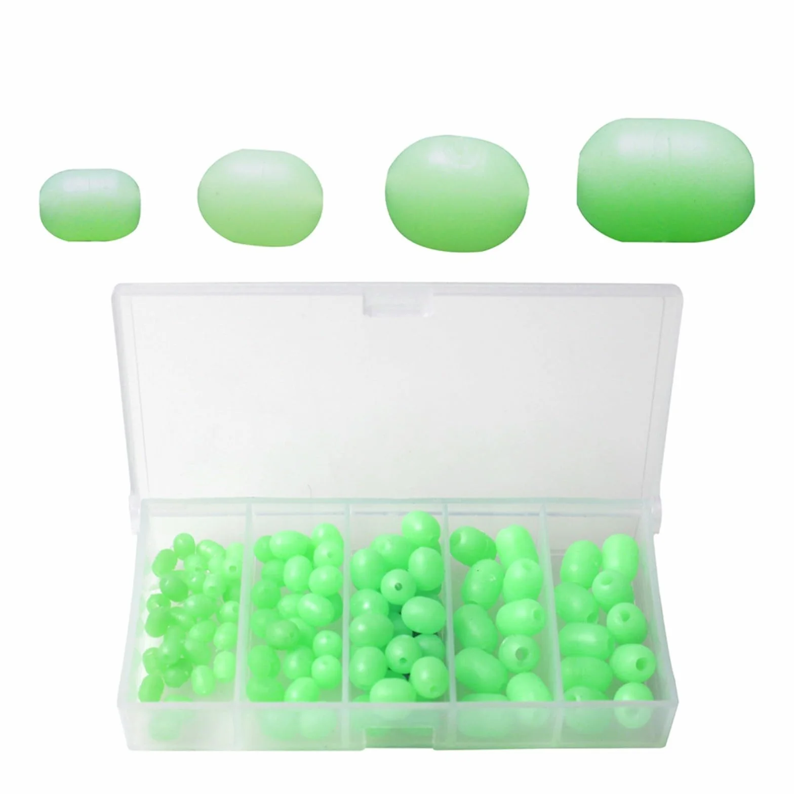 Perles de pêche lumineuses en plastique souple lot de 100 flotteur ovale pêche de nuit mer eau douce
