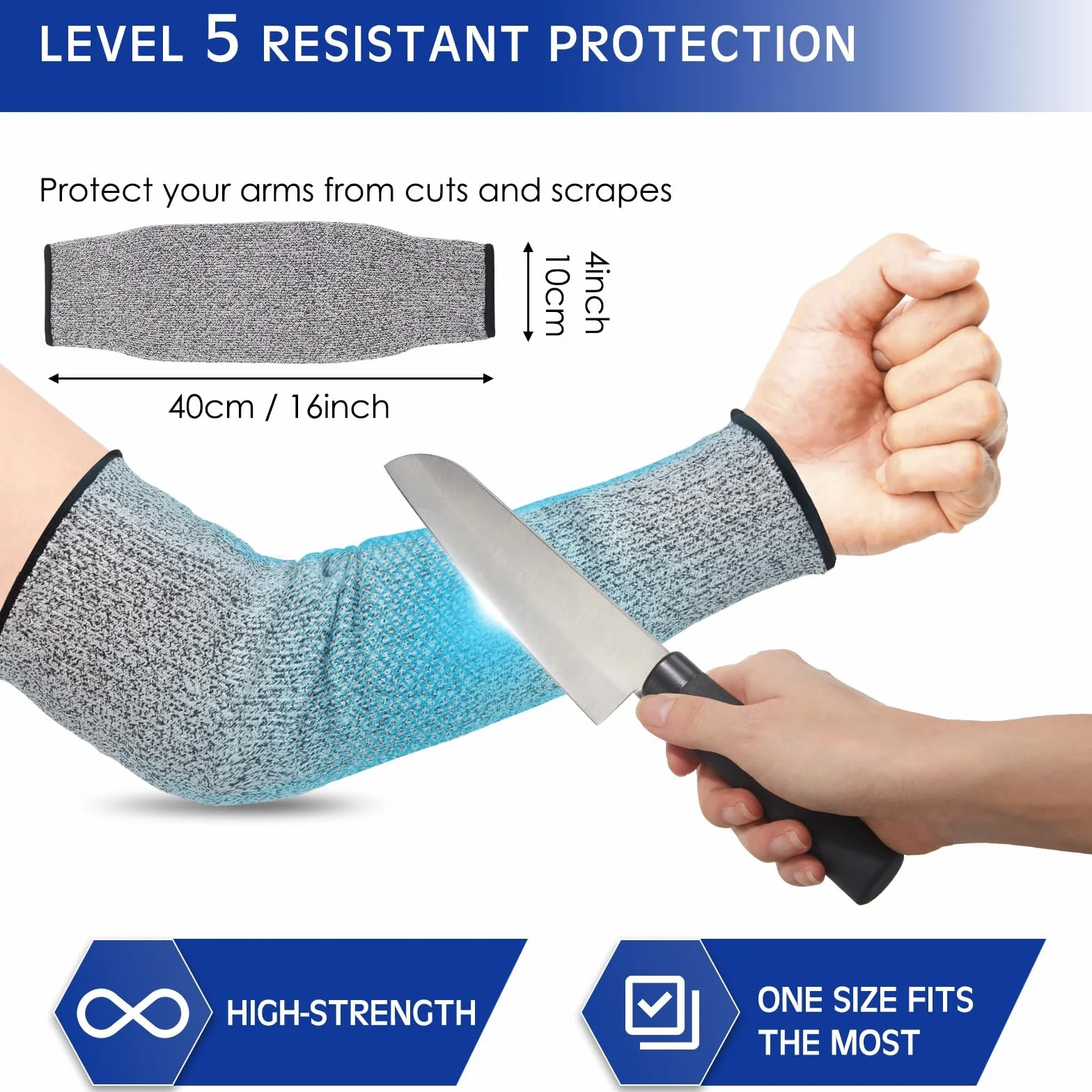 Geyoga 2 Paires Manchons Résistants à Coupures Protège-Bras Minces Protecteurs de Garde de Bras pour Peau Fine Manchons de Bras d’Ecchymoses pour Hommes (Gris)