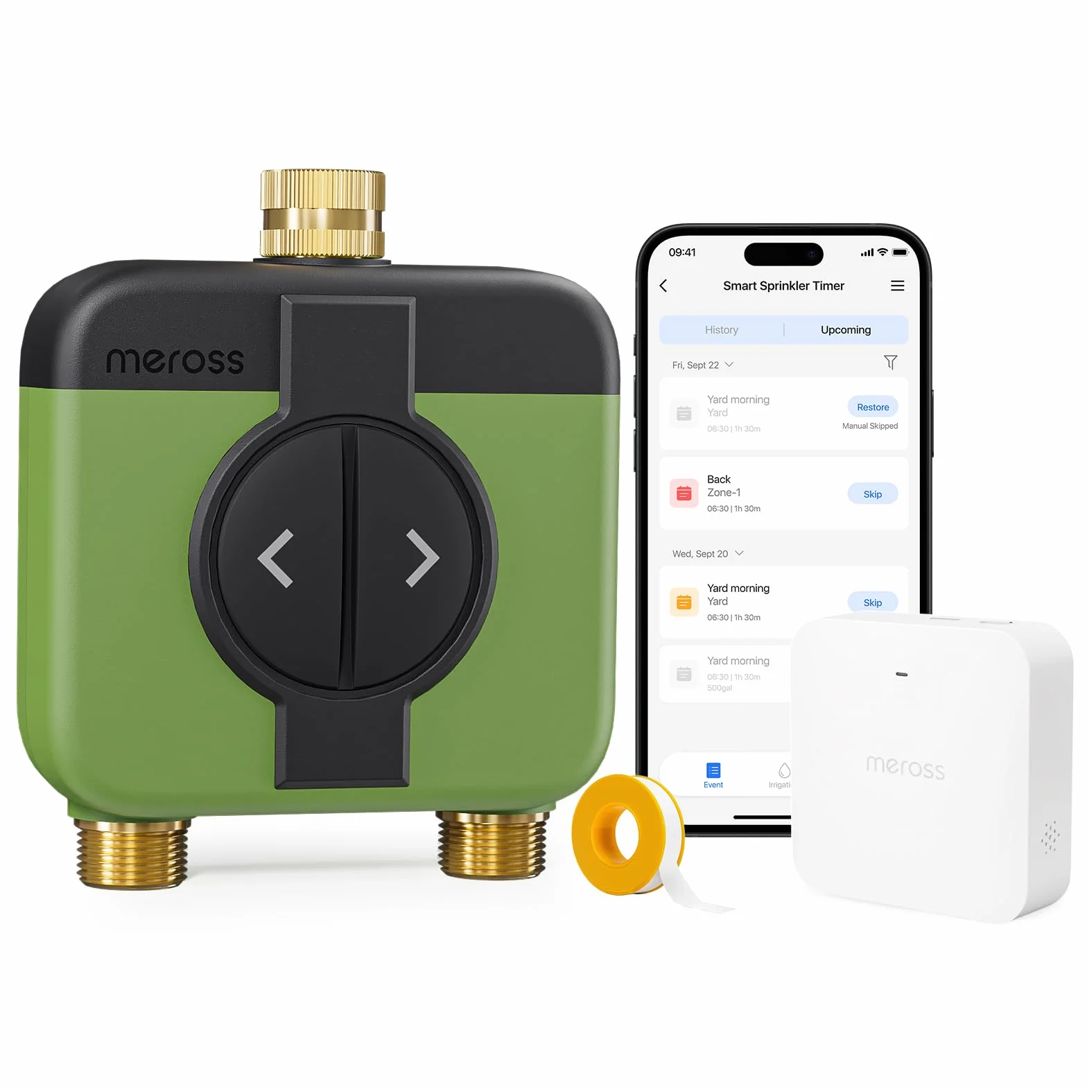 Meross Programmateur Arrosage WiFi 2 Voies MST200, Arrosage Automatique Contrôle à Distance Compatible Apple HomeKit Alexa Google Home, 2.4GHz
