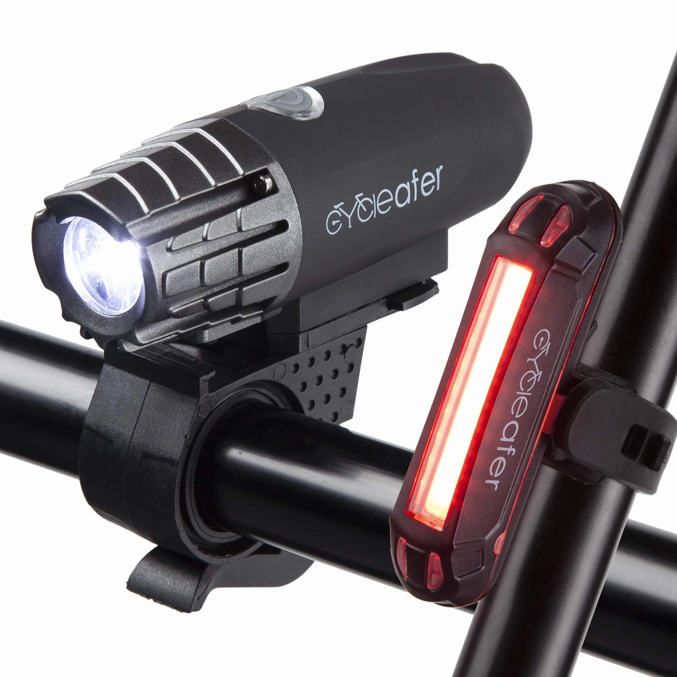 Cycleafer® Éclairage Vélo Bicyclettes VTT USB Rechargeable Avant & Arrière Ultra Puissant Lumineuses Parfait pour Augmenter la Sécurité des Cyclistes la Nuit Résistance à l'eau Facile Installer