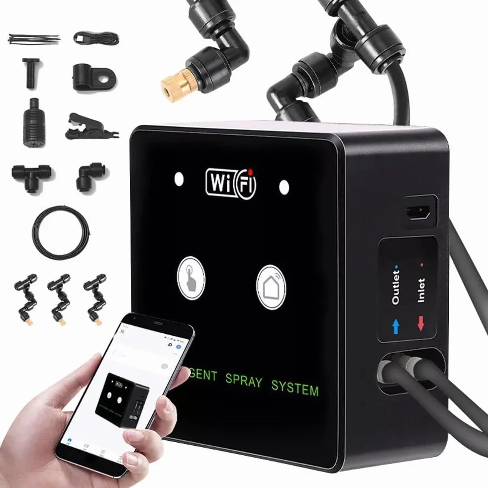 Système de brumisation intelligent WiFi pour terrarium 360° avec pompe - Pulvérisateur rotatif automatique