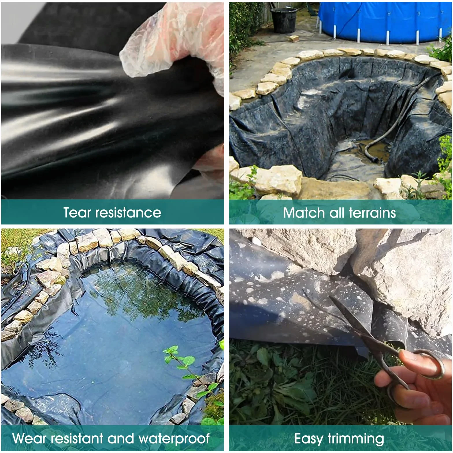 Liner de Bassin 3 x 2m x 0.1mm Bâche Souple pour Étang