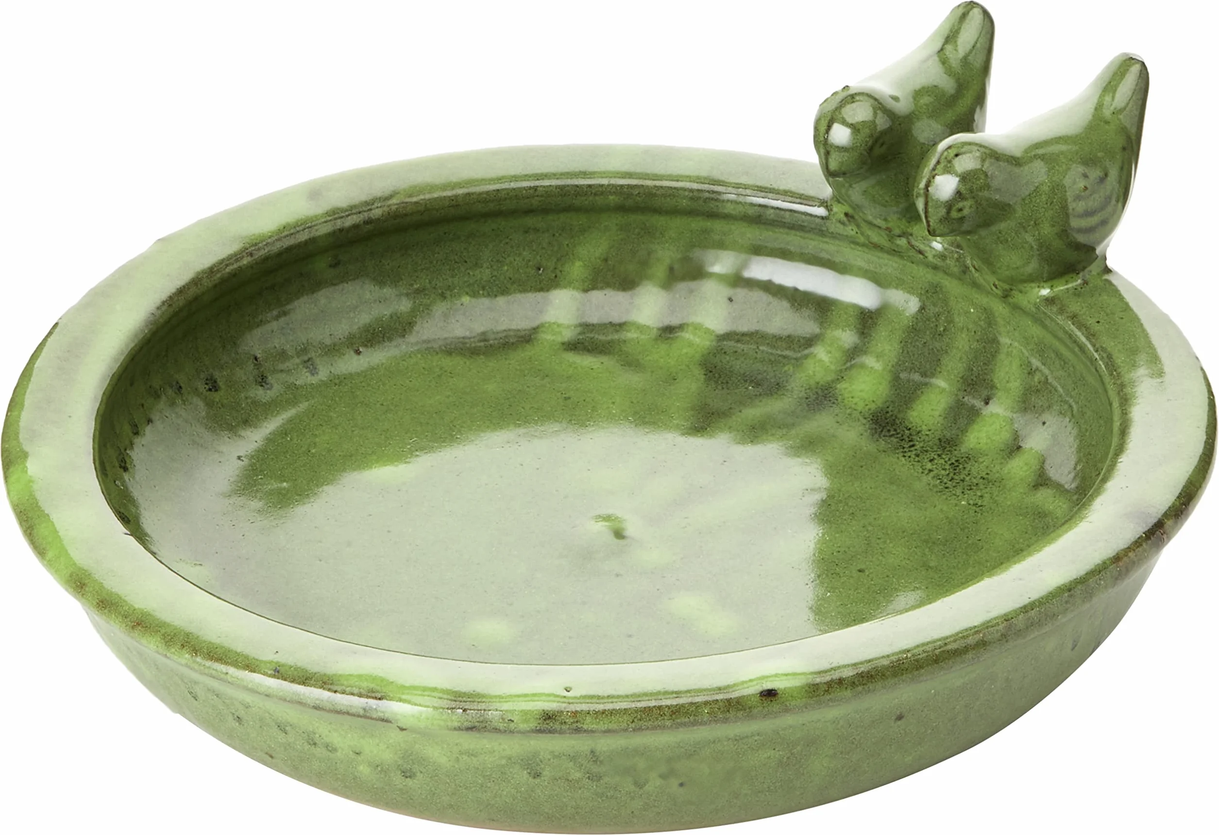 Esschert Design FB489 Bain d'oiseau Rond en céramique Vert 10,9 x 32,9 x 30,7 cm