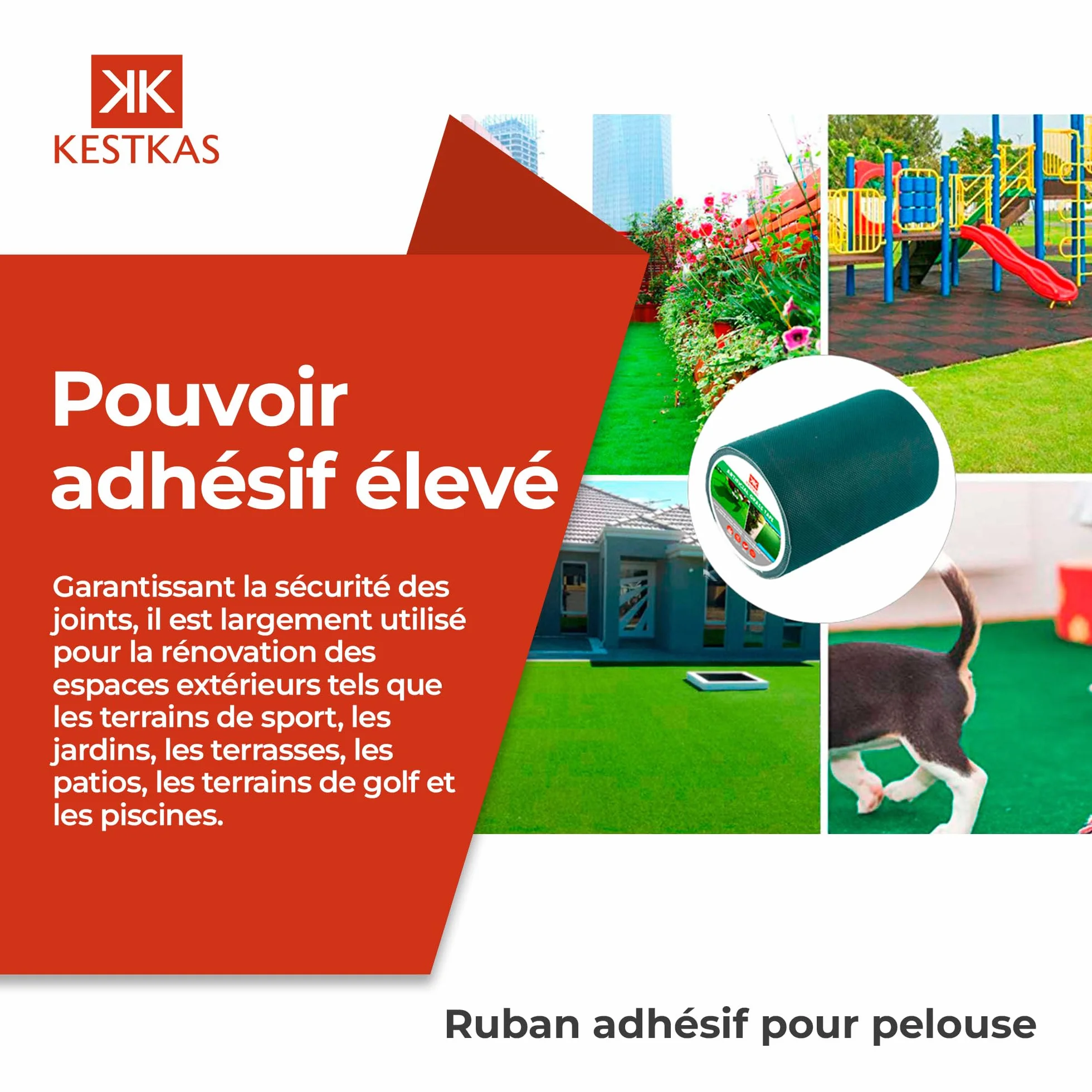 Bande de Jonction Gazon Synthétique 15cm x 10m (x2) Ruban de Jointure Extérieur