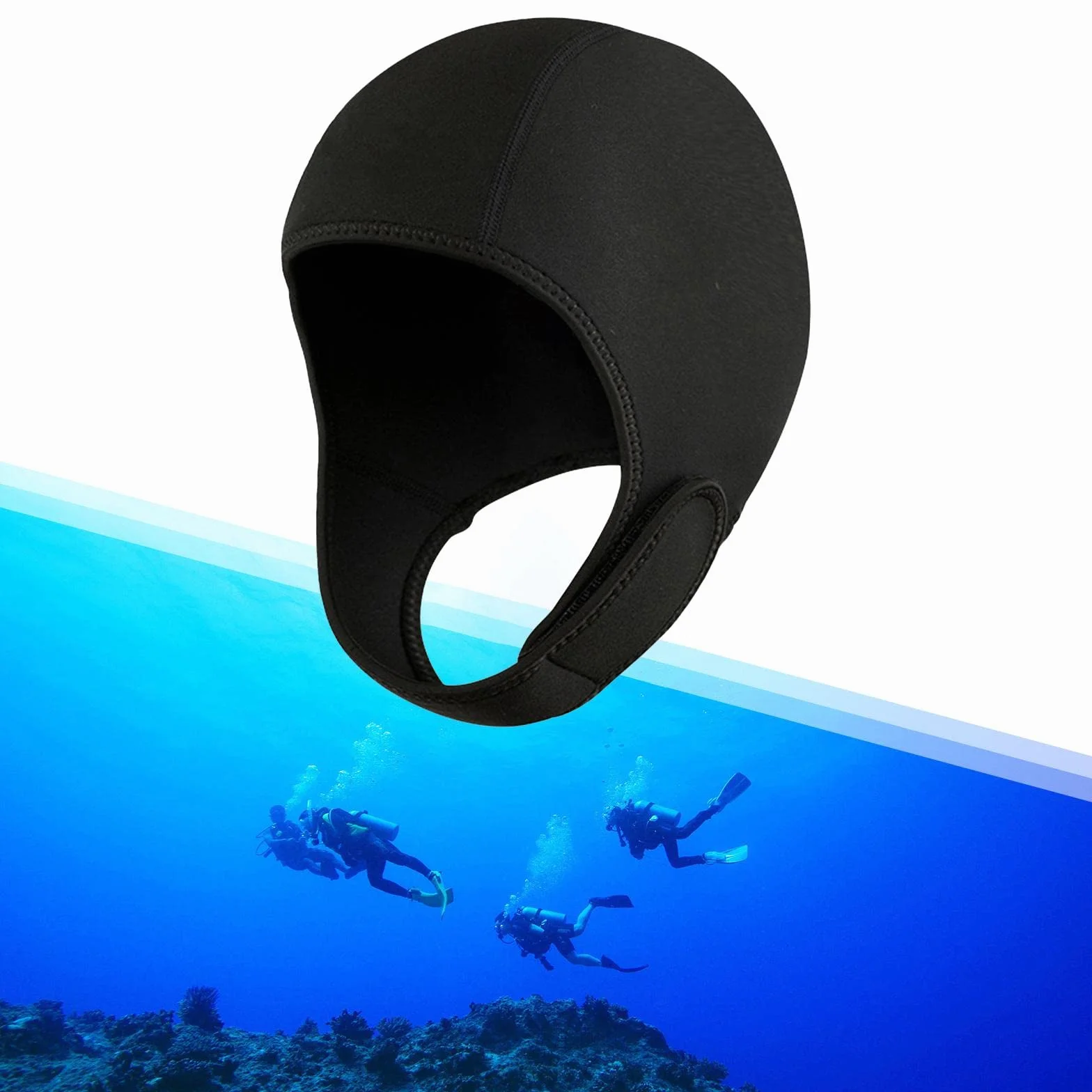 TOOYFUL Capuche De Plongée 2 Mm en Néoprène, Plongée Casquette, Surf Cap, Cagoules De Plongée pour Combinaison De Plongée, Bonnet De Surf, Bonnet De Bain pour Femme, Homme, Surf, Canoë, Voile, Noir