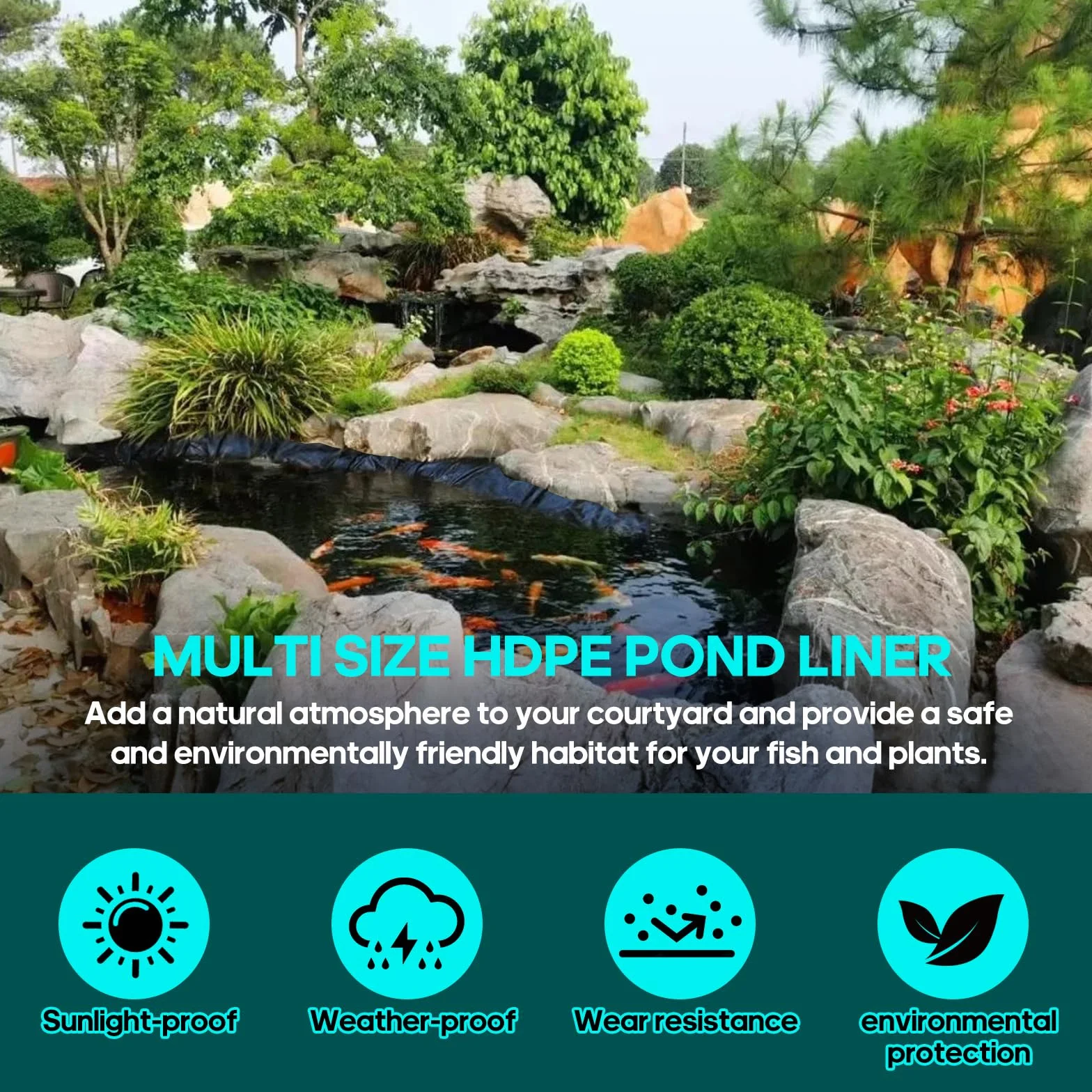 Liner de Bassin 3 x 2m x 0.1mm Bâche Souple pour Étang