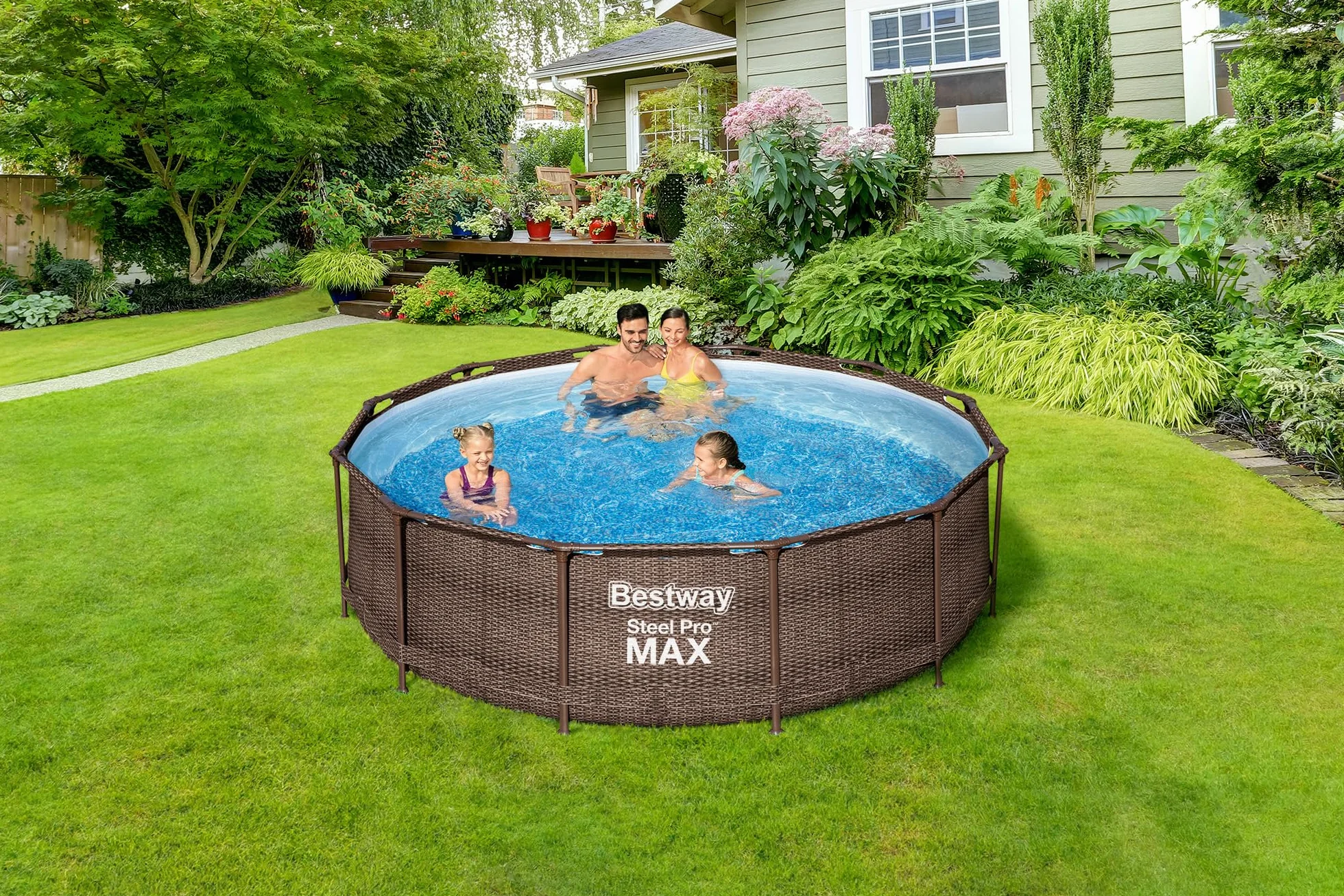 Bestway Steel Pro Kit Piscine Hors Sol 366 x 366 x 100 cm Marron