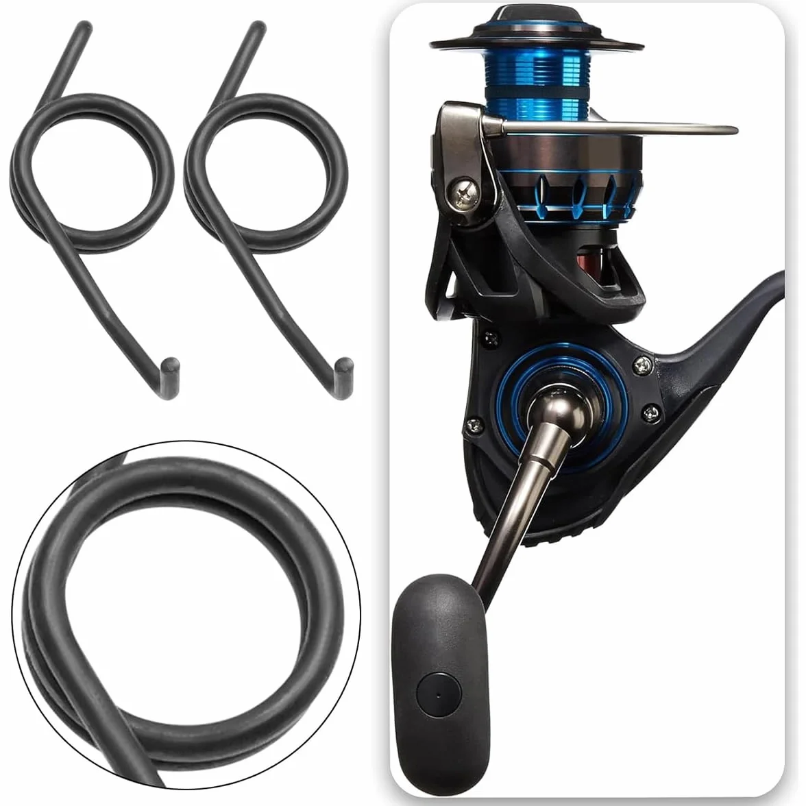 Moulinets De Pêche À Tambour Fixe Lot De 10, Pièces De Rechange Durables, Noir