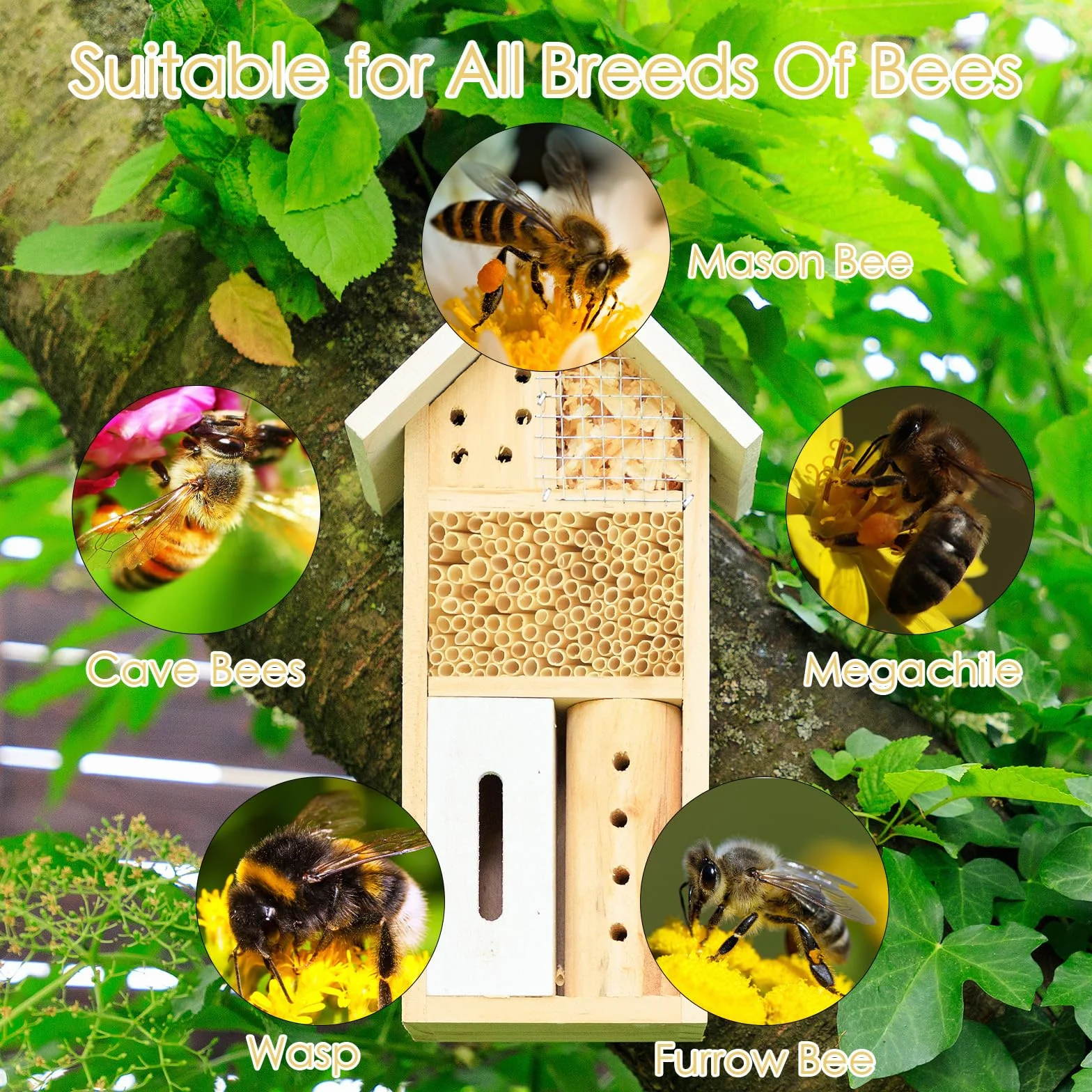 Kit Maison d'abeille 500PCS, 14.5cm de Long, Diamètre 3-5mm, Pailles de Blé Tube Abeille, Aide à la Nidification