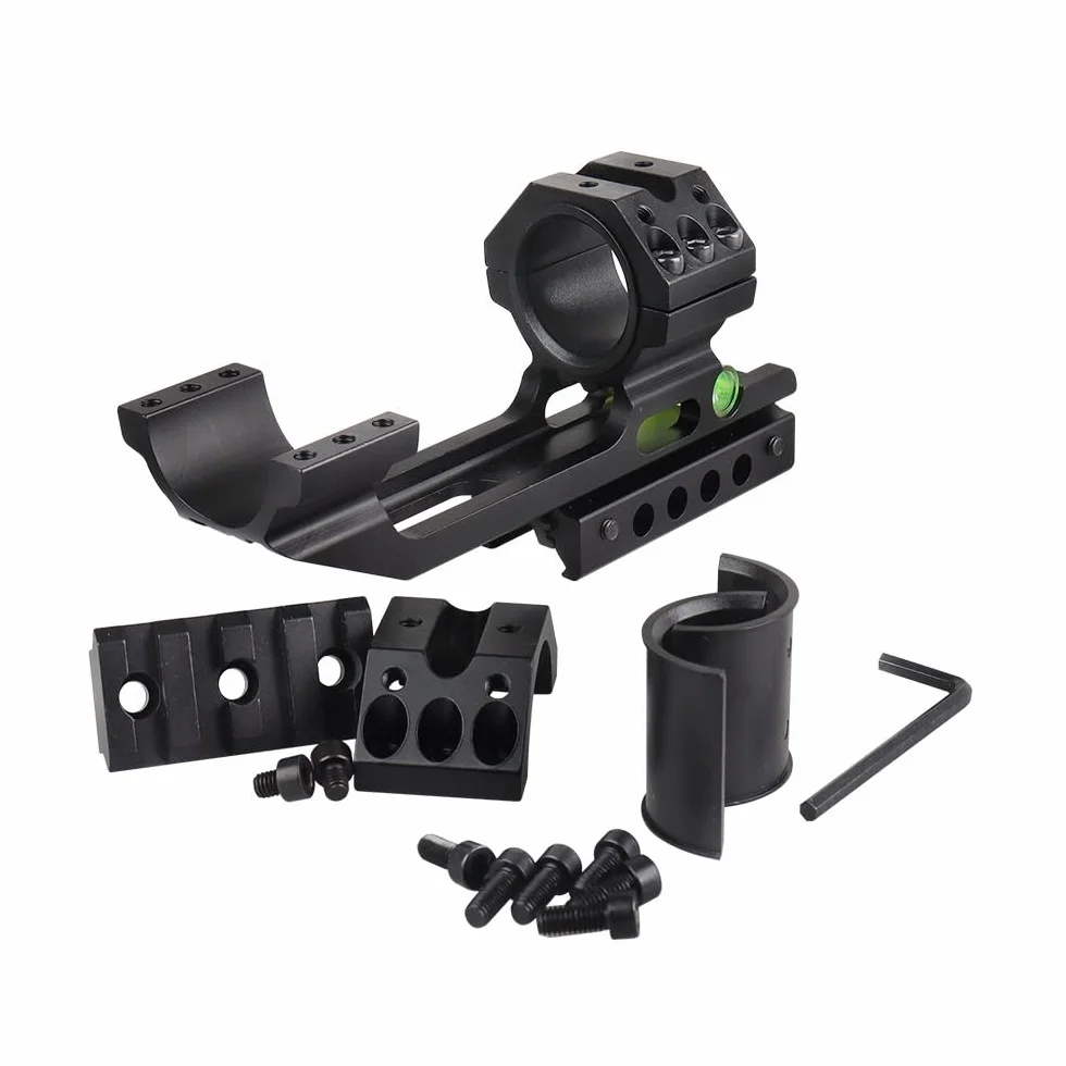 Support De Lunette Optique Double Anneau en Alliage D'aluminium 25,4/30 mm avec Niveau À Bulle Rails Picatinny Décalés
