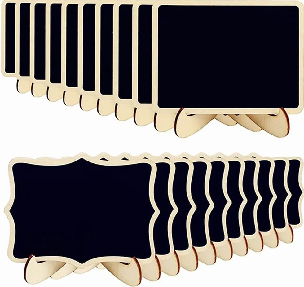 Panneau en Bois Noir Mini Tableaux Ardoise pour Message Numéro Table Mariage Décoratif